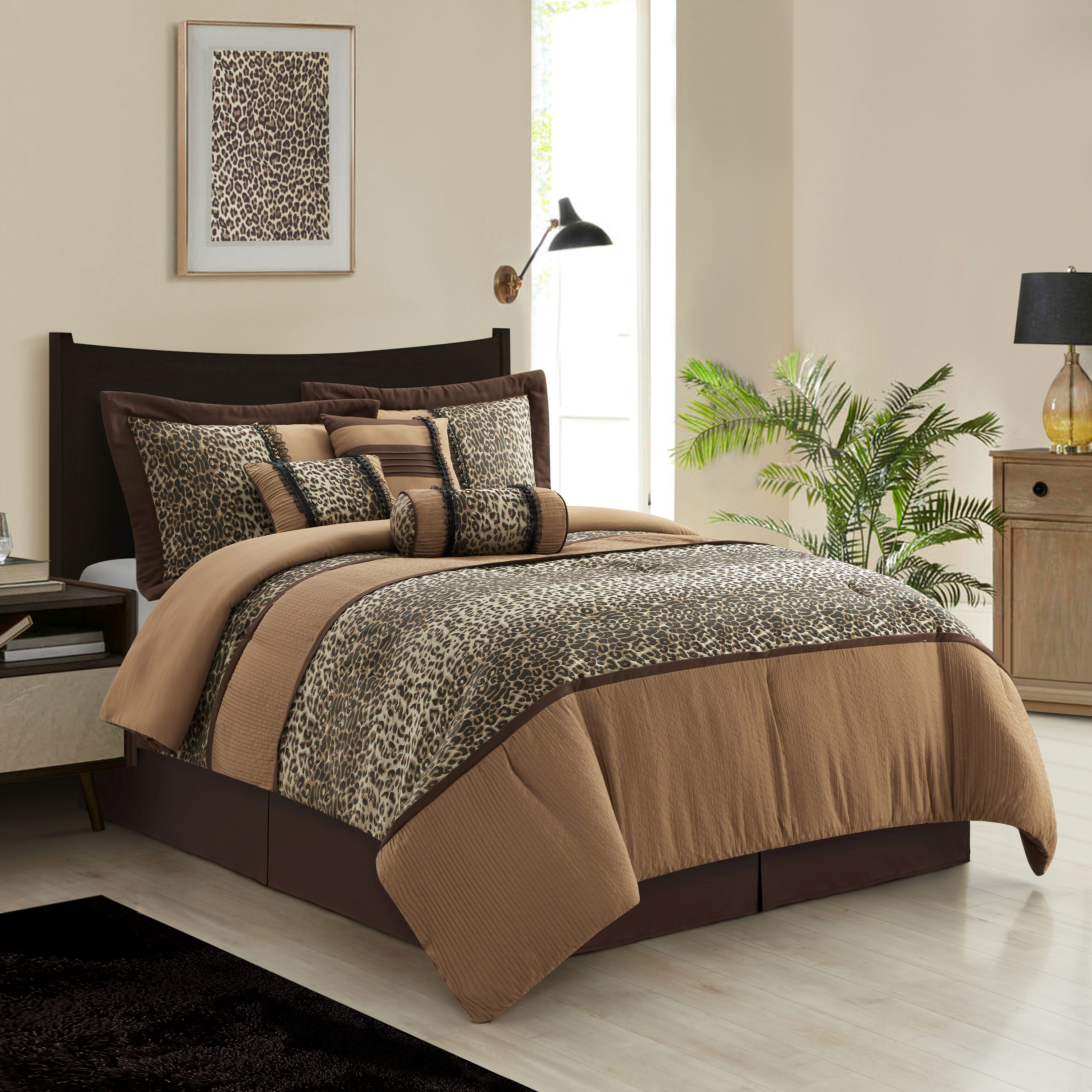 Nanshing 7 Piece Brown Taupe Queen Comforter Set Sadie7 Q At