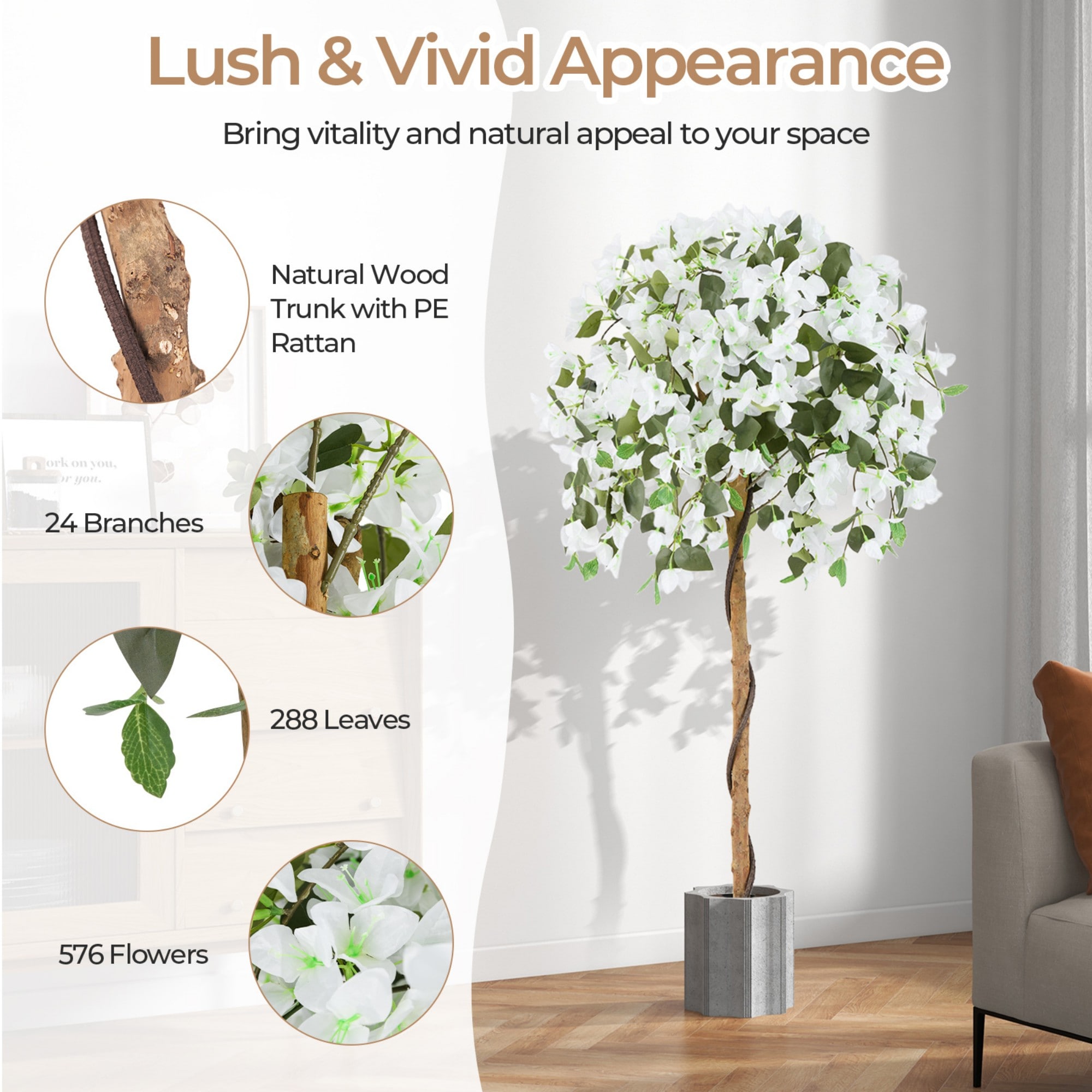 Poinic CWZH10218WH Artificial-Plants-Trees - View #3
