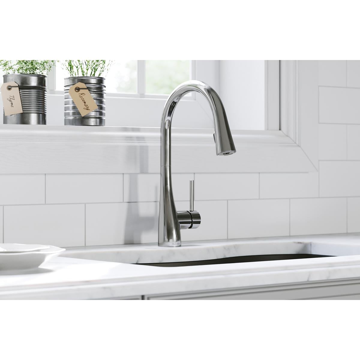 Elkay LKGT4083CR Gourmet Chrome Single Handle Deck-mount Pull-down Kitchen Faucet with Sprayer