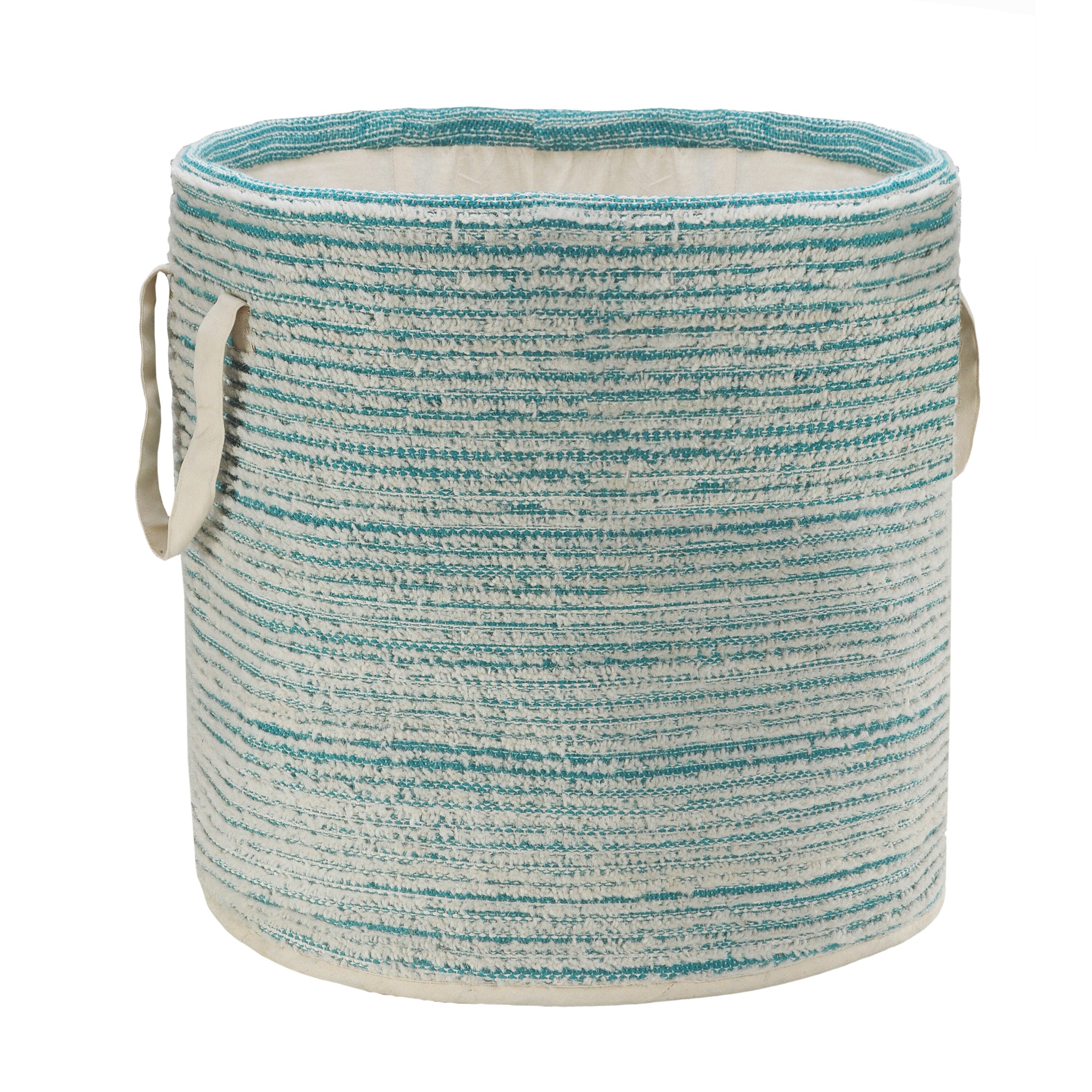 LR Home 9232A0084934J8 ( 19-in W x 19-in H x 19-in D ) Aqua/White Cotton Basket