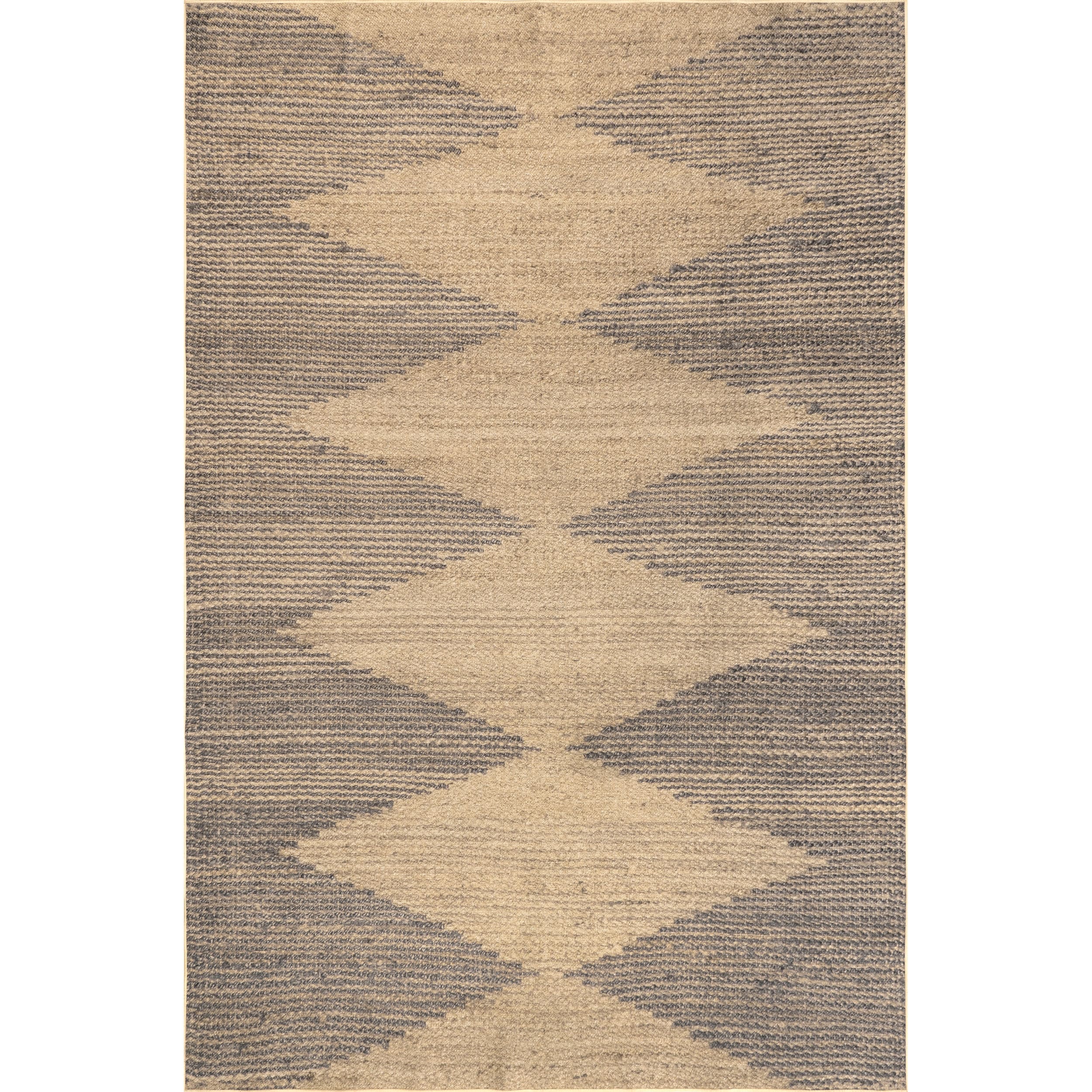 Natural and Gray Geometric Synthetic 3' x 5' Washable Area Rug