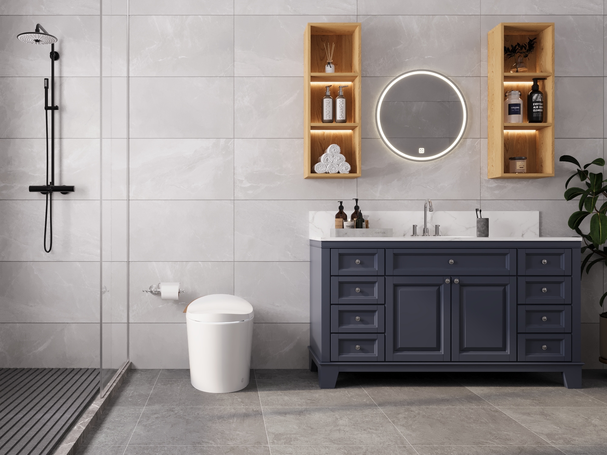 White Tankless Smart Elongated Toilet with Heated Seat