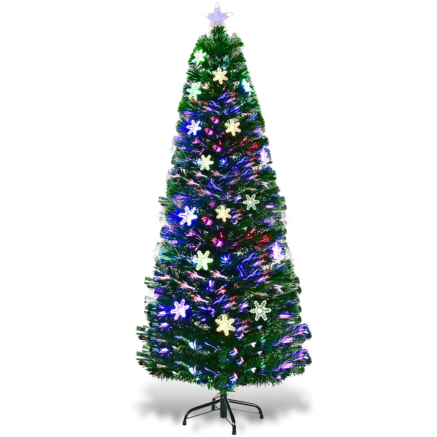 Costway CSHY000368 6ft Pre-Lit Fiber Optic Christmas Tree Multicolor Lights