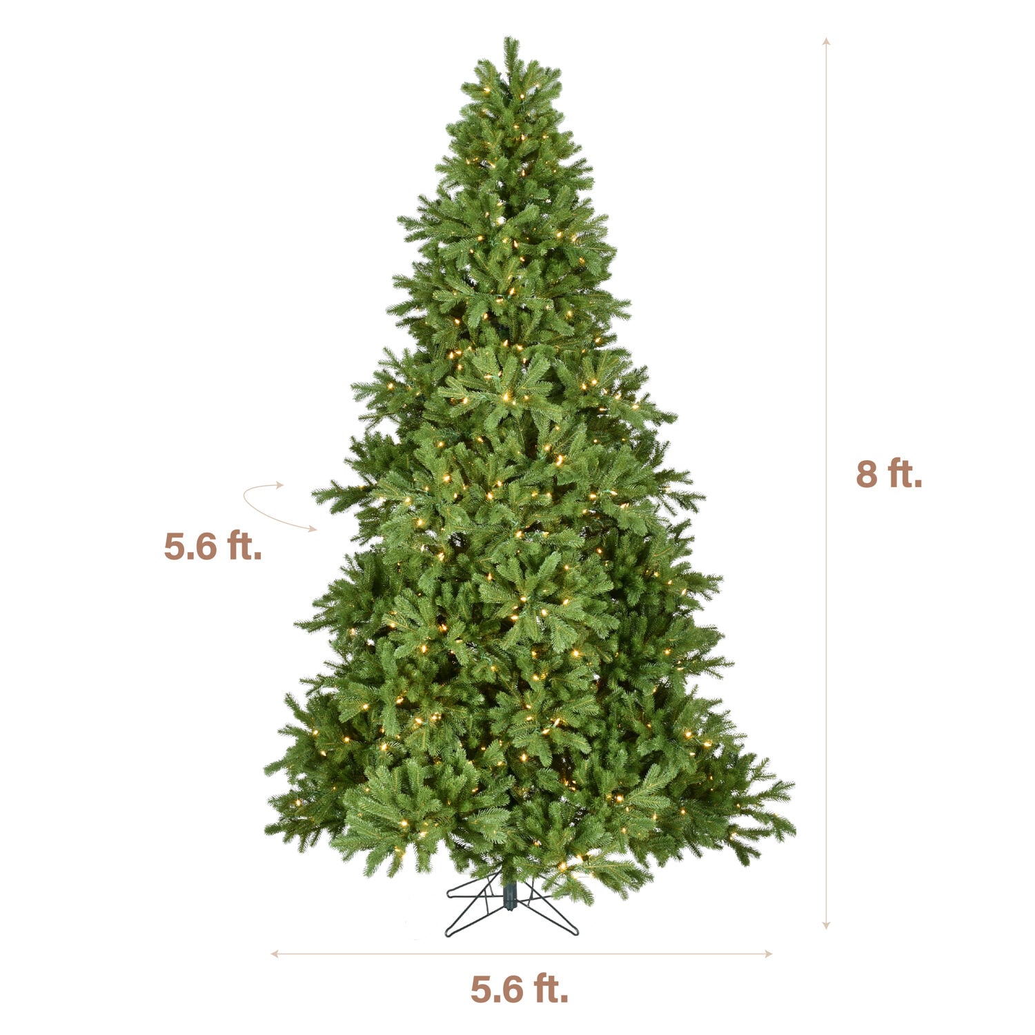 Asheville Pine 8-ft Artificial Christmas Tree with Warm White LED Lights