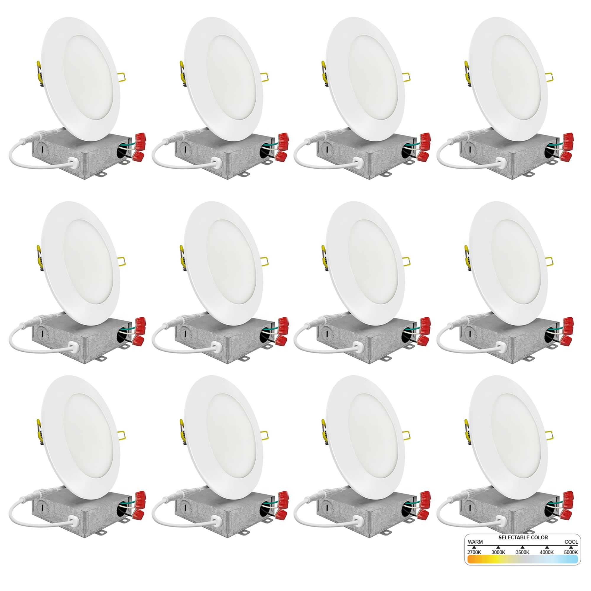 12-Pack Brushed Nickel Ultra-Thin LED Recessed Lighting Kit