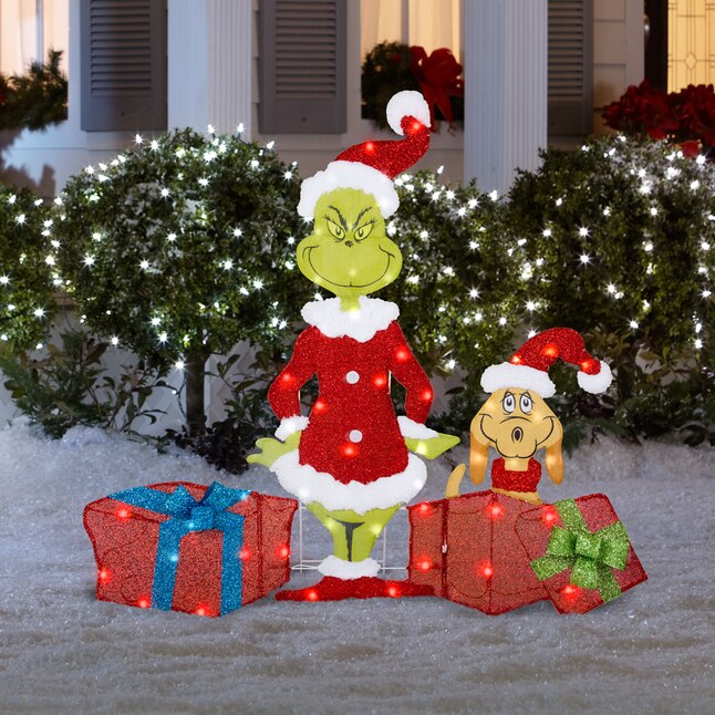 Gemmy The Grinch 35.24-in Licensed Door Decoration with Clear LED ...