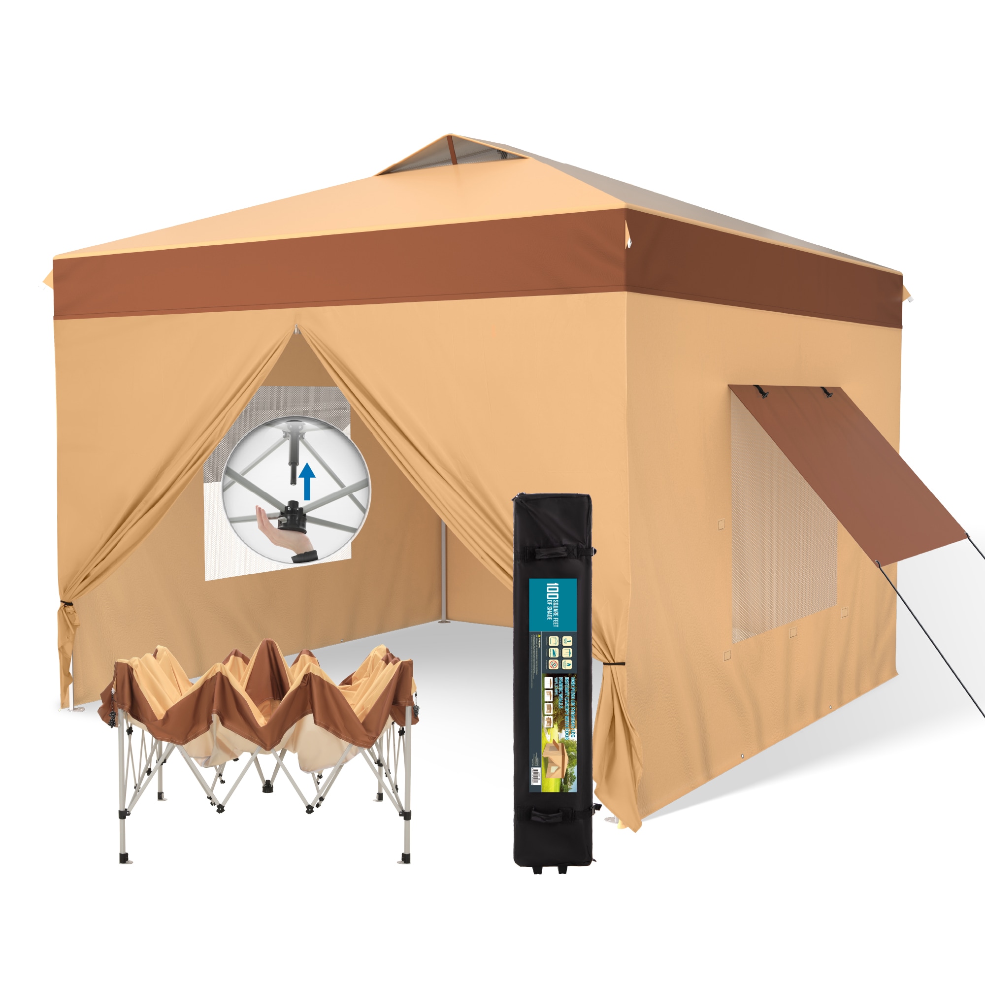 Sunshine Valley 10-ft x 10-ft Square Brown Pop-up canopy #GA024-BE