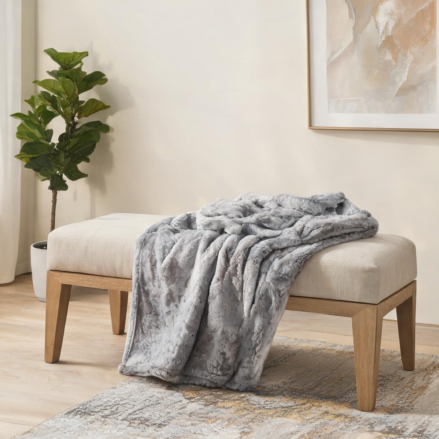 BBabe Blankets and Pillows - Serengeti Fur Mink Reverse Throw Blanket in Classic Gray 66x90 Inches Grey 90 x 66 x 0.2 in