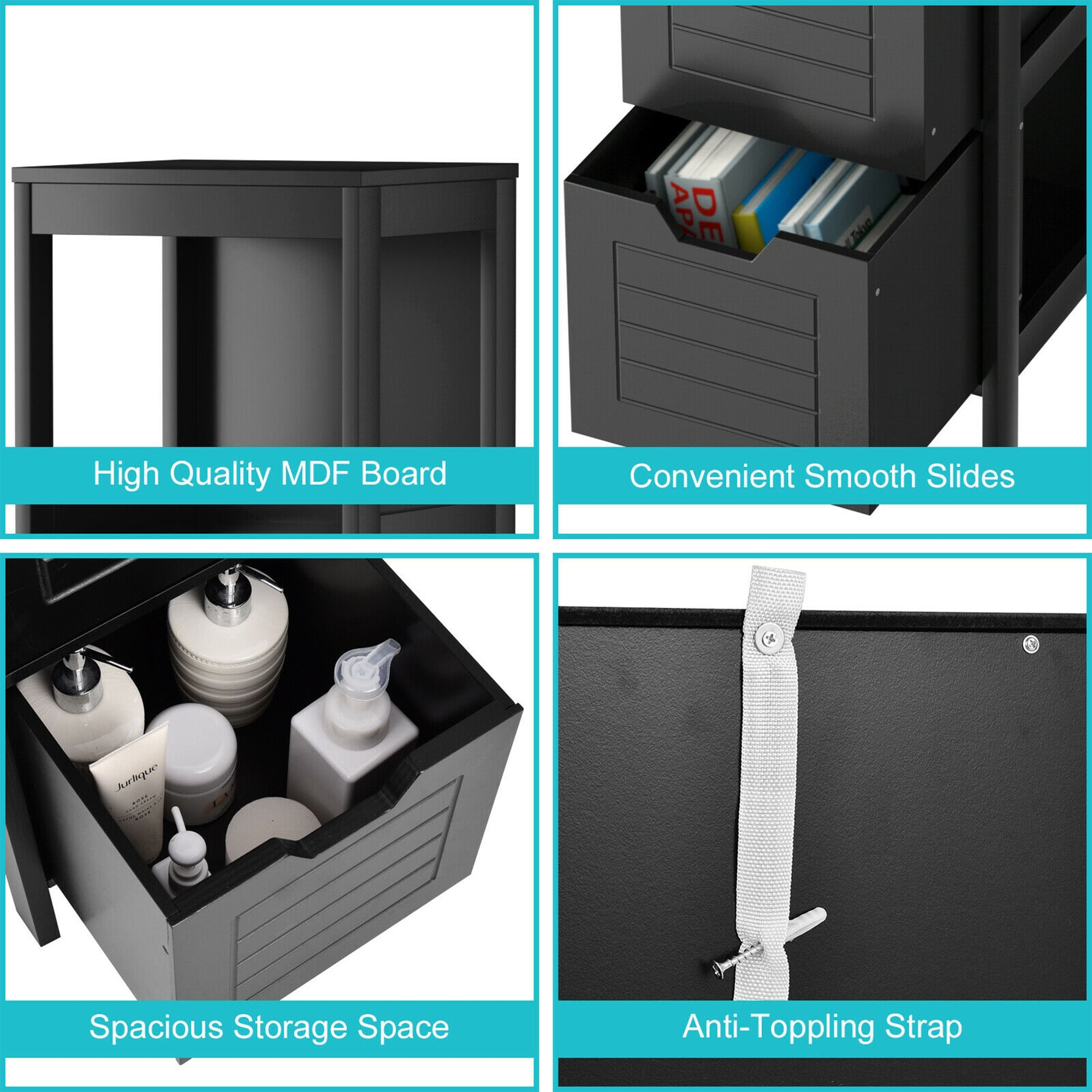 WELLFOR OUJ61891BK Linen-Cabinets - View #7