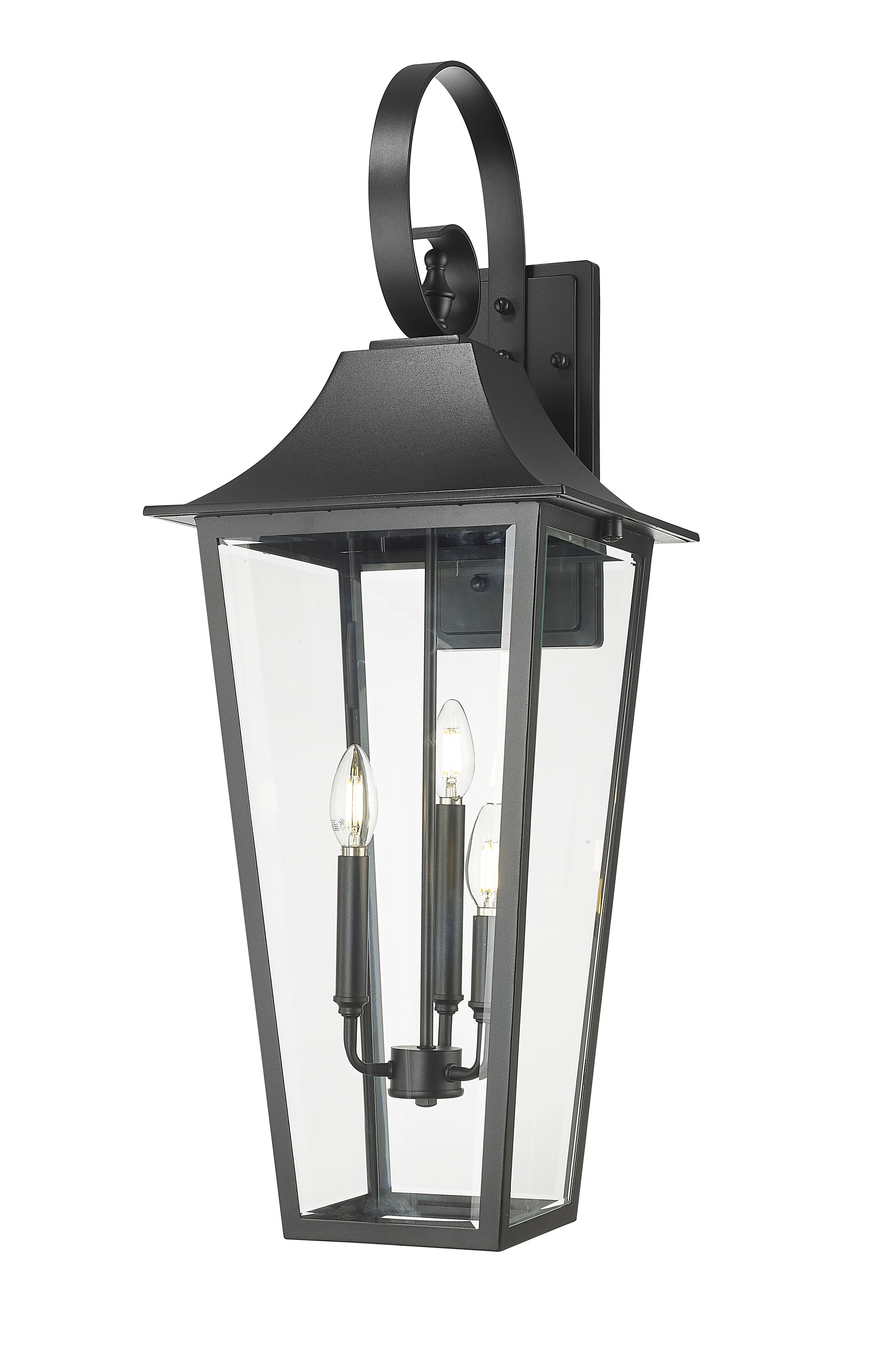 Z-Lite Gannon 3 -Light 33.25-in H Black Hardwired Outdoor Wall Light