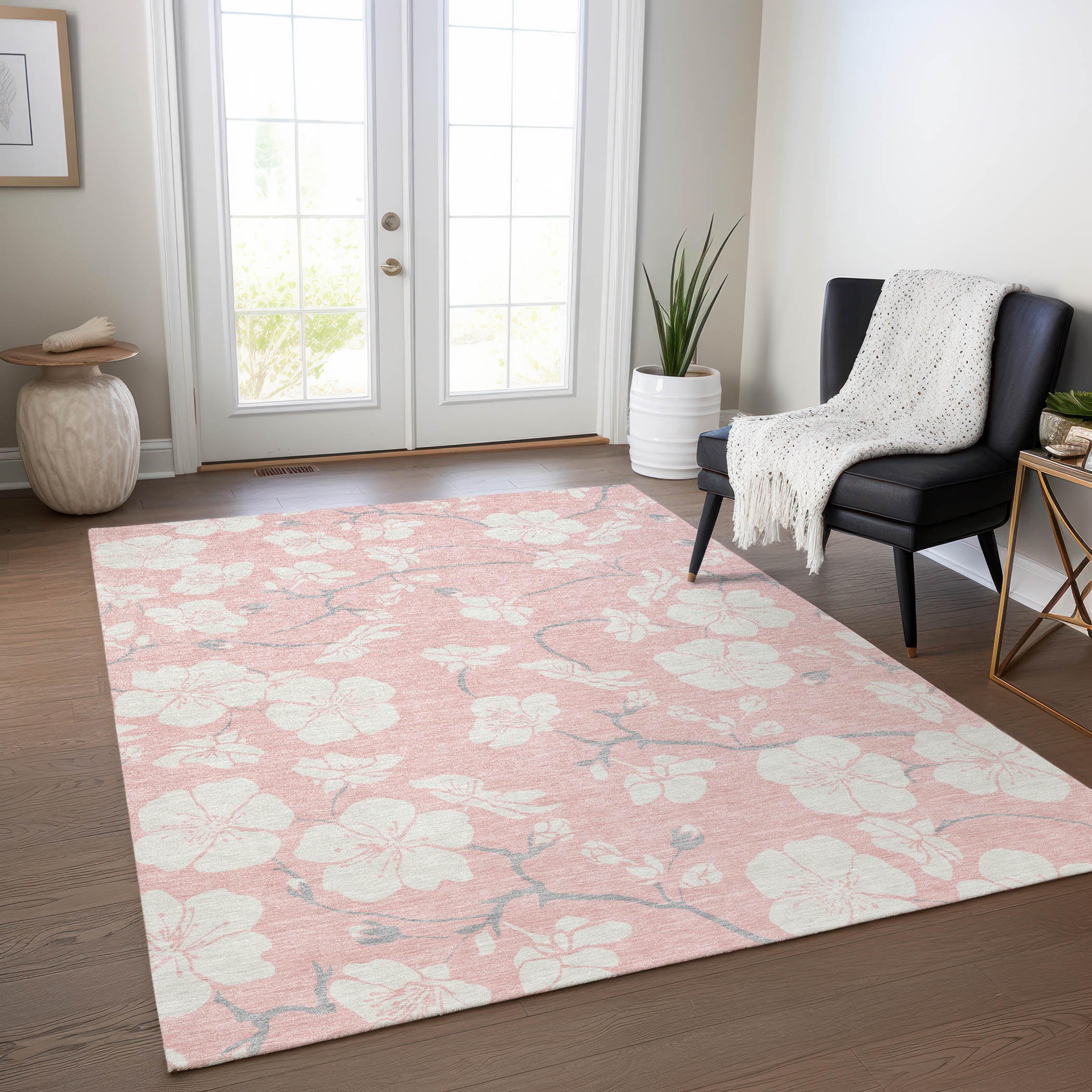 Addison Rugs ACN1032PI10X14 Chantille ACN1032PI 10 x 14 (ft) Polyester Pink Rectangular Indoor/Outdoor Geometric Machine washable Area rug