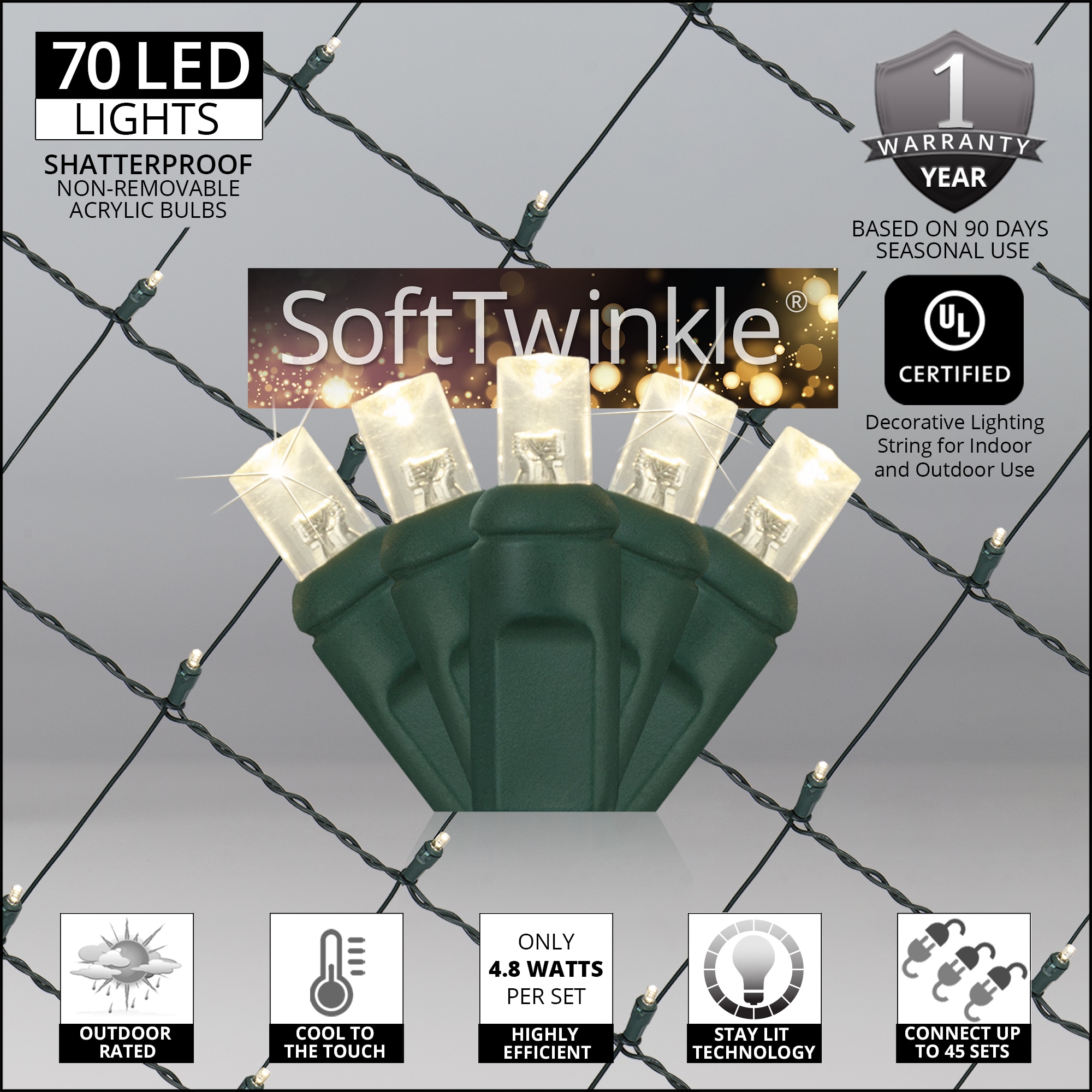 Wintergreen Lighting 78892 Christmas-Net-Lights - View #4
