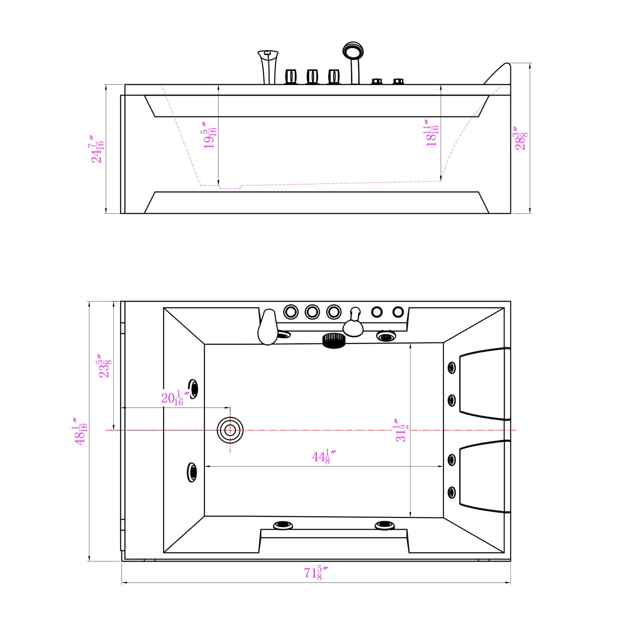 Empava EV-72JT367LED bathtubs - View #2
