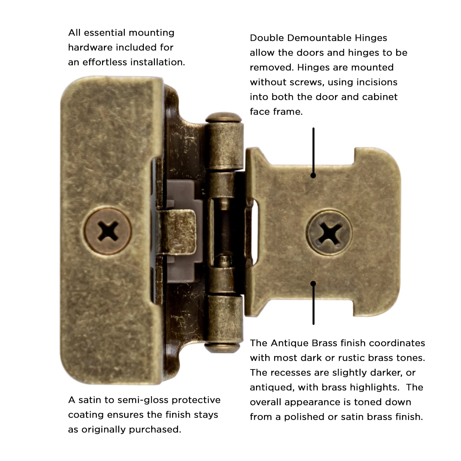 Antique Brass Double Demountable Cabinet Hinge