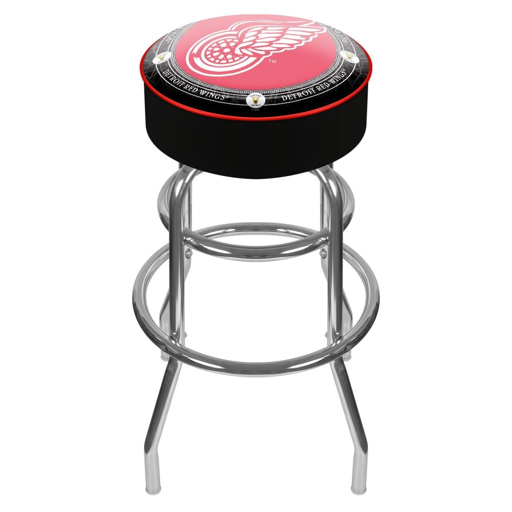 Trademark Gameroom Detroit Red Wings Bar Stools Chrome Bar Height Upholstered Swivel Metal Bar 