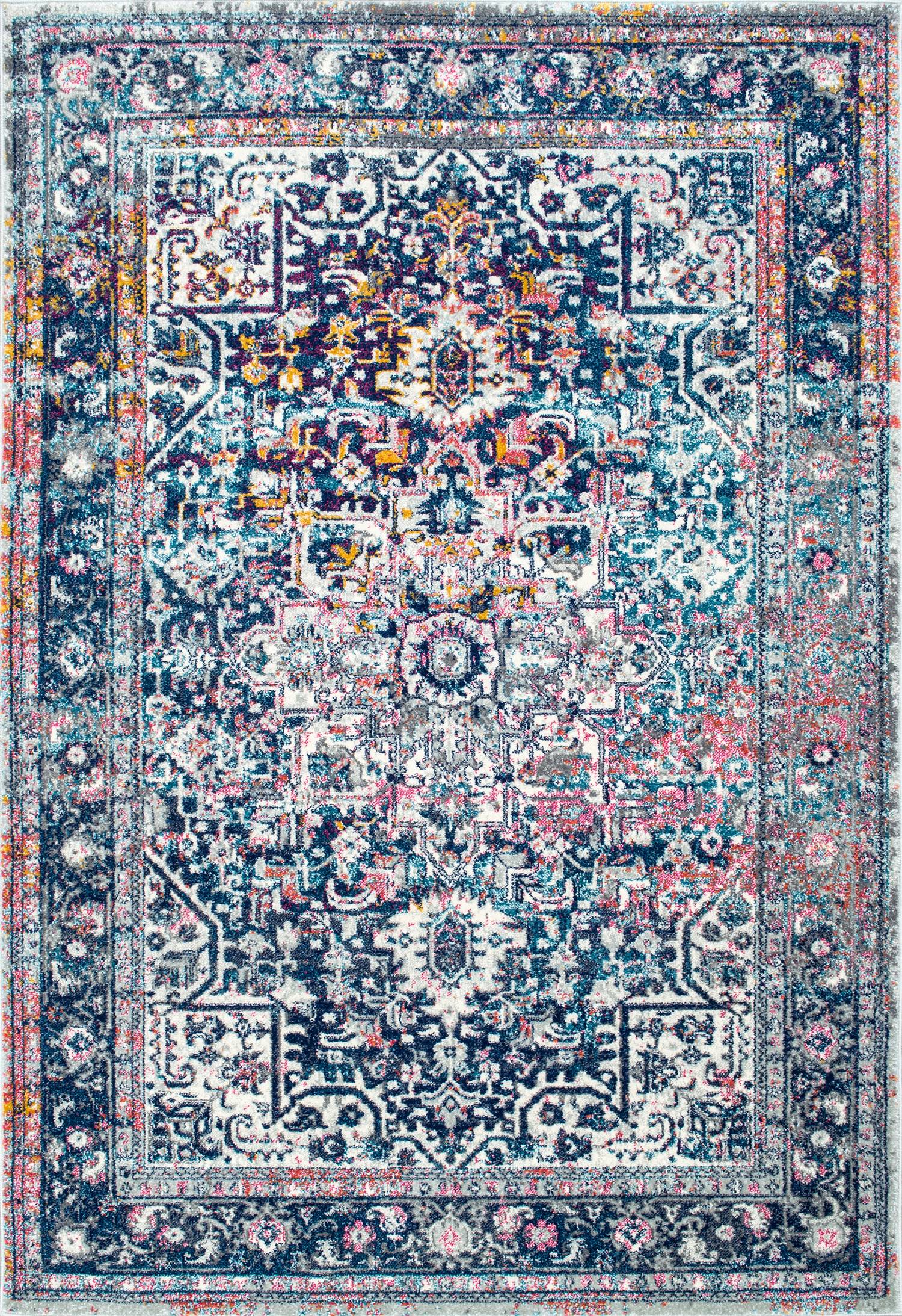 nuLOOM RZBD38A-O6709 6 x 9 (ft) Loomed Polypropylene Blue Oval Indoor Distressed/Overdyed Vintage Area rug