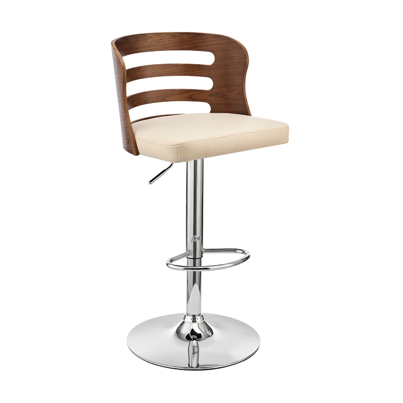 HomeRoots 4000476829 Cream 25-in H Counter height Round seat Upholstered Swivel Metal Bar Stool and Back