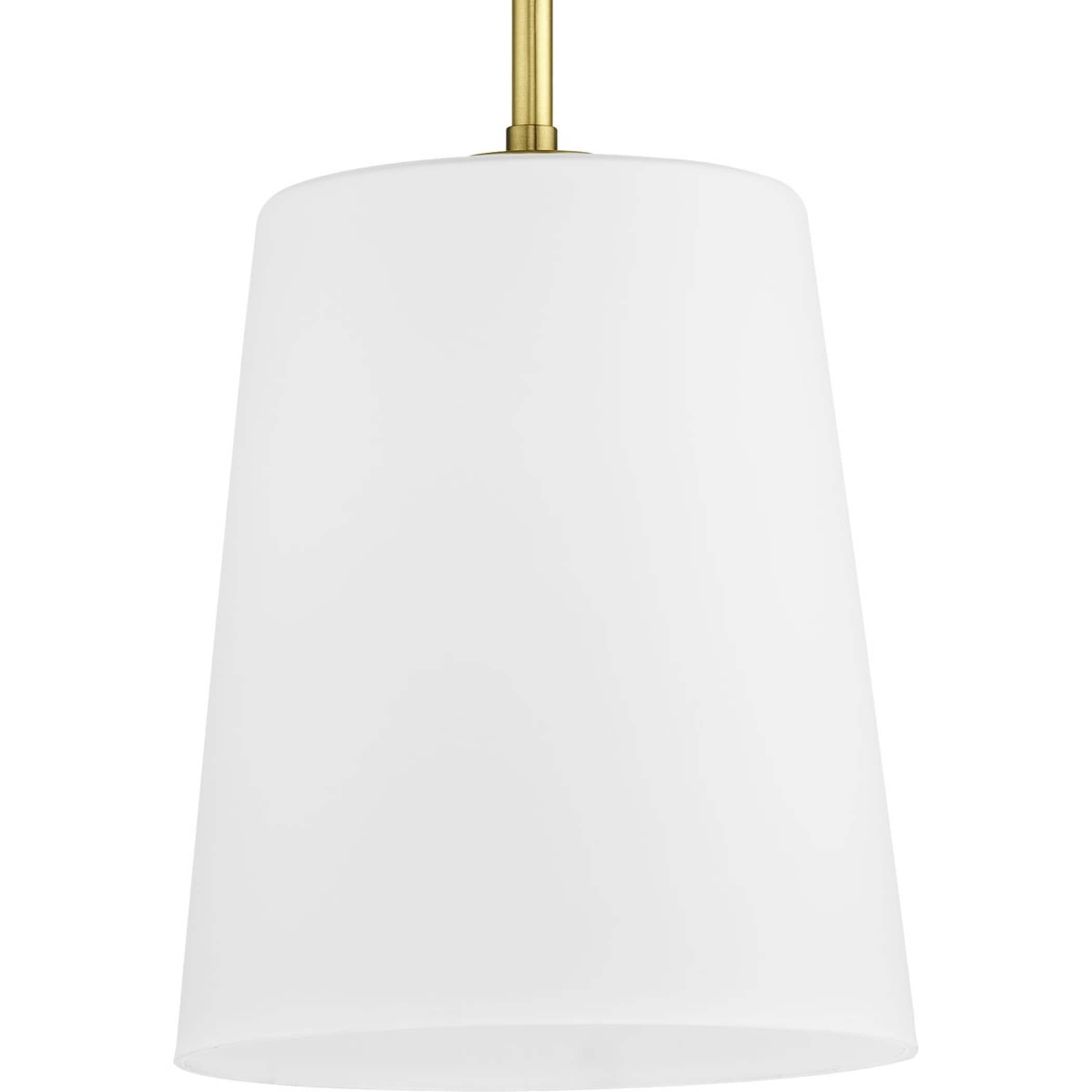 Progress Lighting P500429-012 Clarion Satin Brass Transitional Opal glass Bell Small Hanging Pendant light