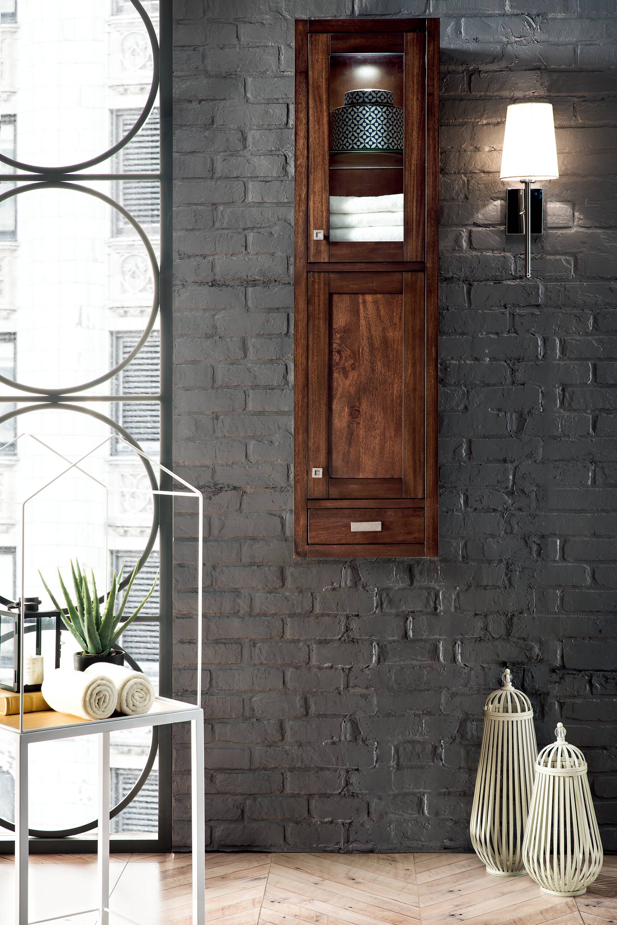 James Martin Vanities Addison 14.9-in x 55.6-in x 14.9-in Mid-century Acacia Soft Close Bathroom Wall Cabinet