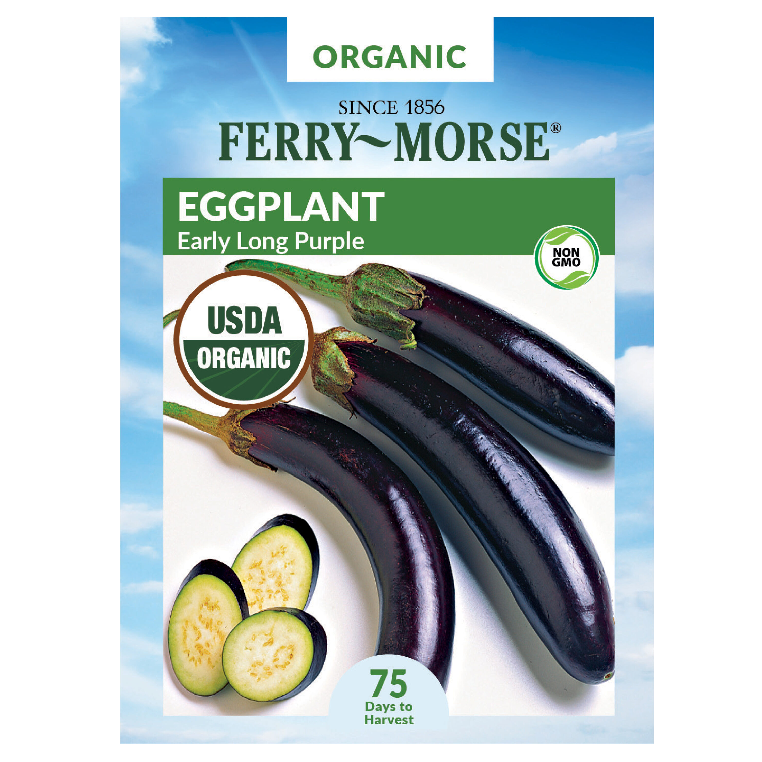 Ferry-Morse 913955.299.643814 Organic Eggplant Early Long Purple Organic Vegetable Seeds 0.175 Gram(s)
