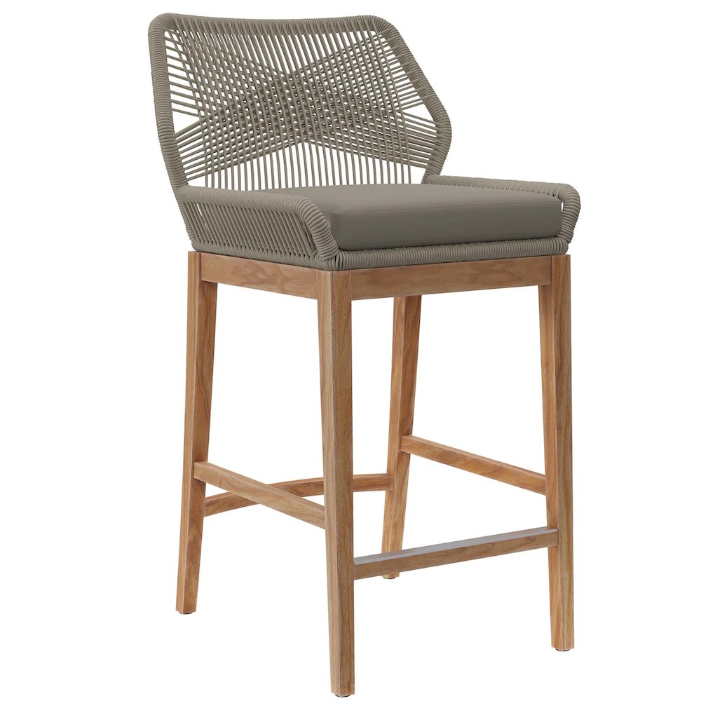Modway BG3335575 Wellspring Outdoor Patio Teak Wood Bar Stool