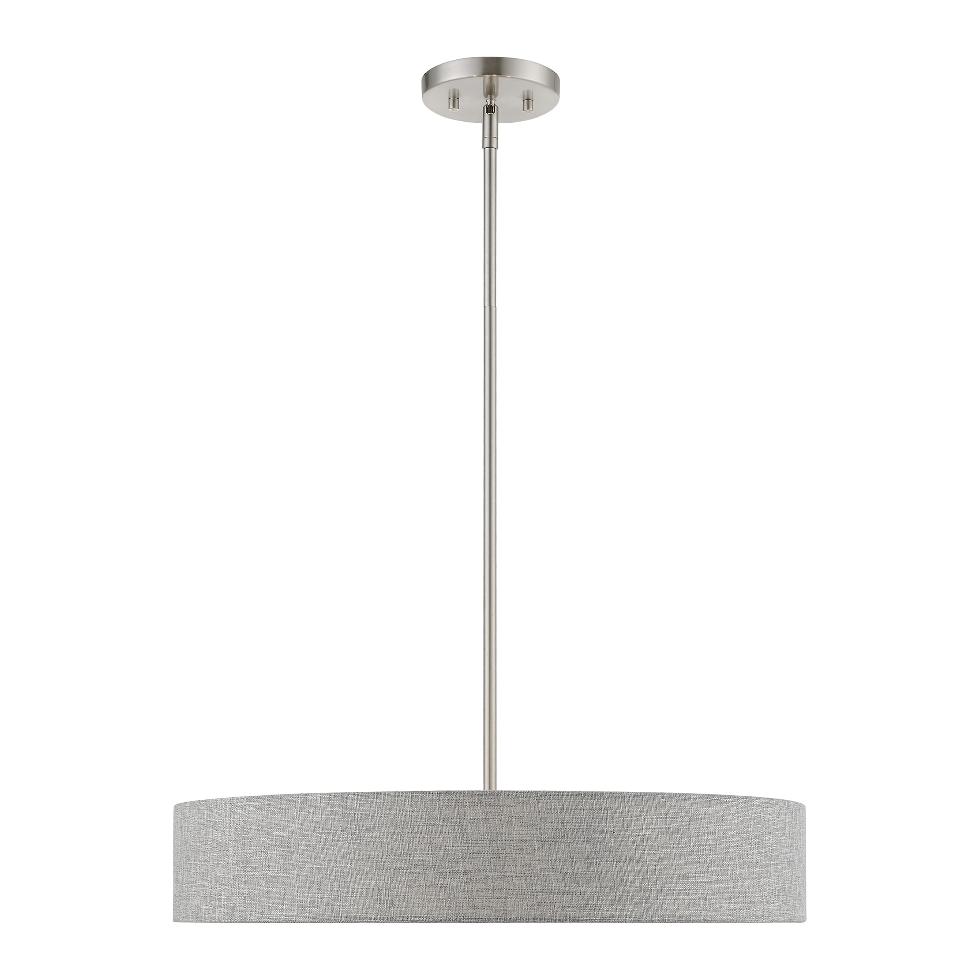 Elmhurst Brushed Nickel 4-Light Indoor Drum Pendant with Shiny White Accents