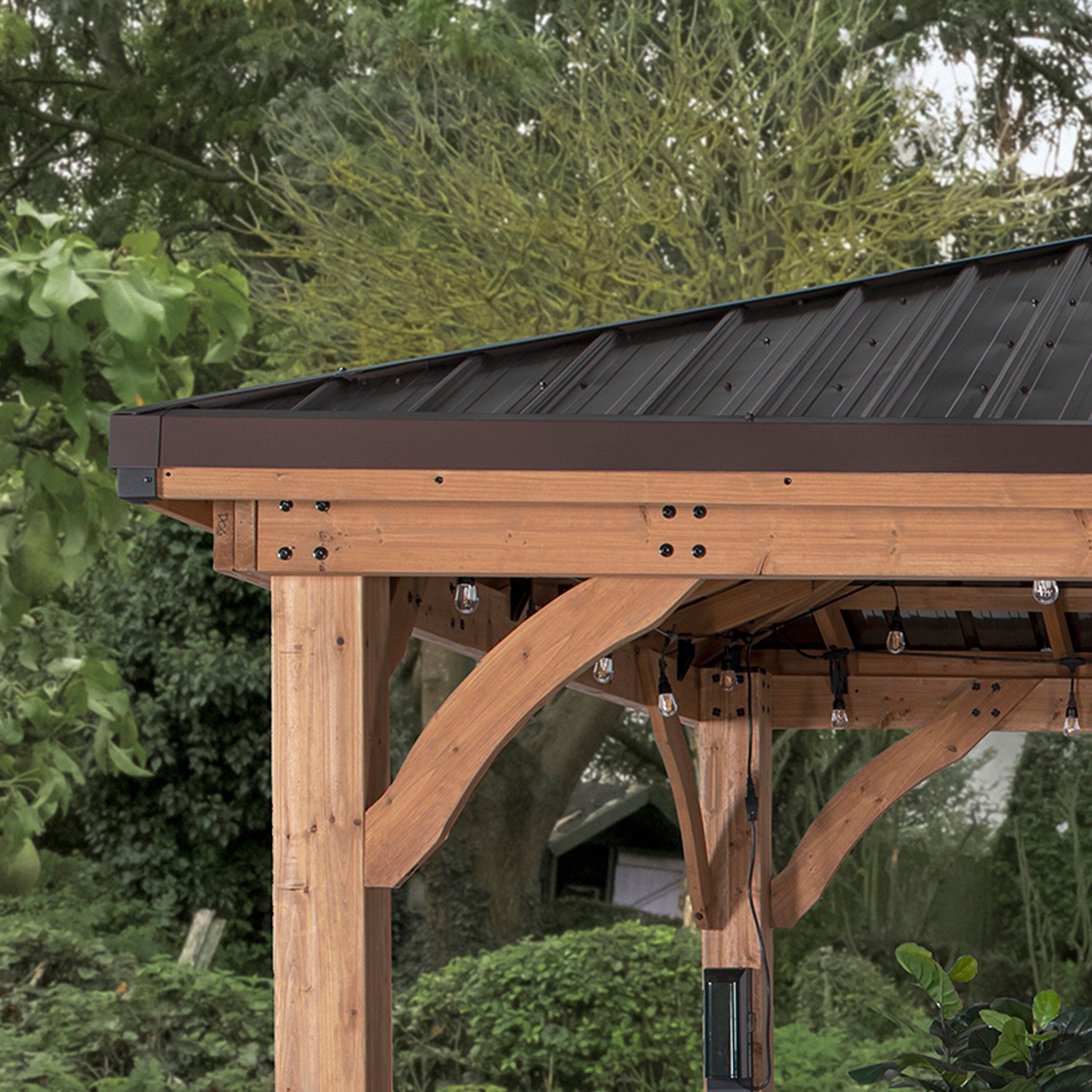 Barrington 20' x 12' Cedar Wood Gazebo with Steel Roof