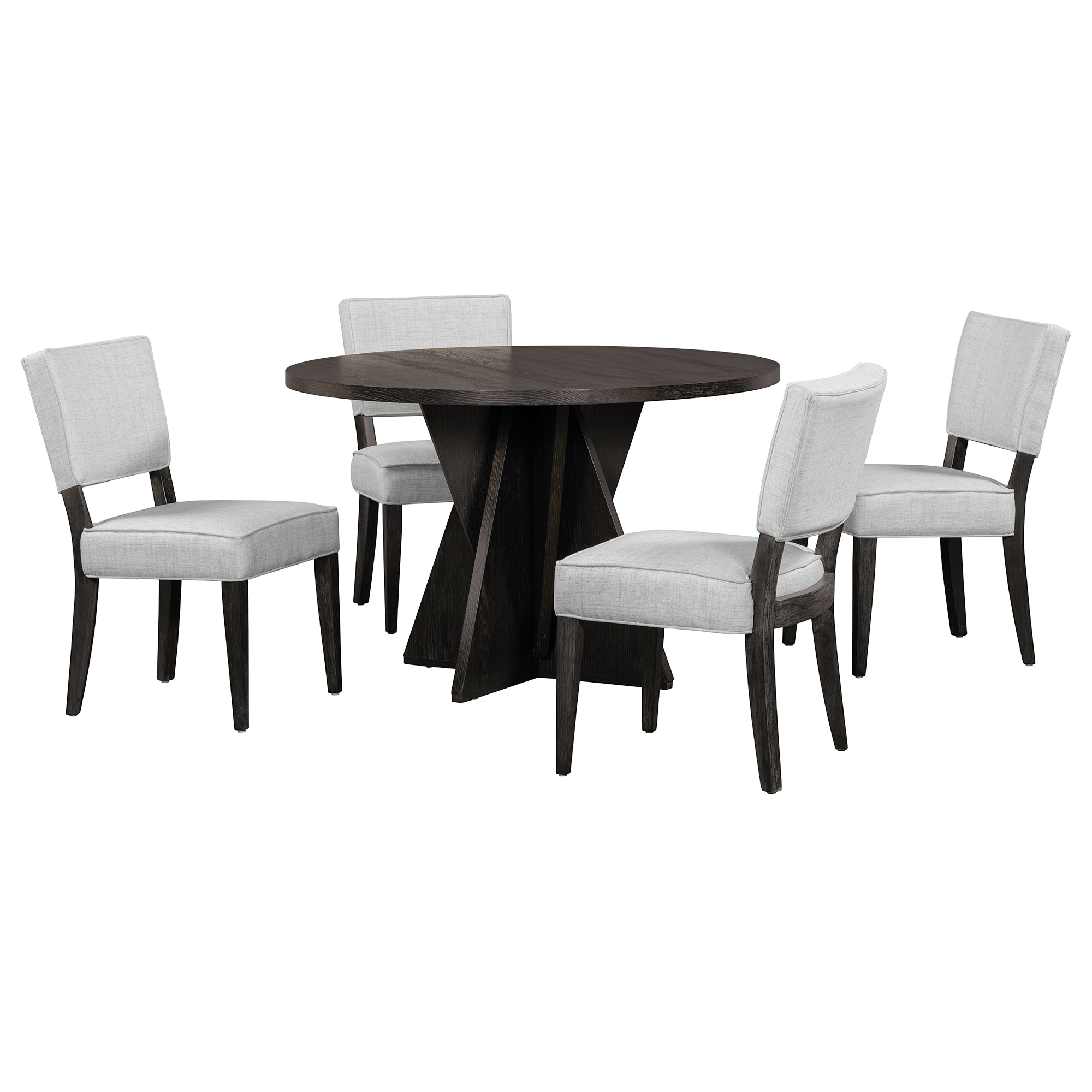 SINOFURN SYA330218CF Espresso Rustic Dining Room Set with Round Table ( Seats 4 )