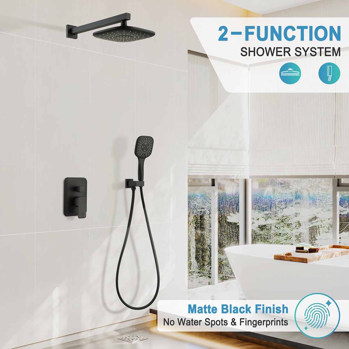 Mondawe KCHH0032-MB Showerhead-Bar-Panels - View #2