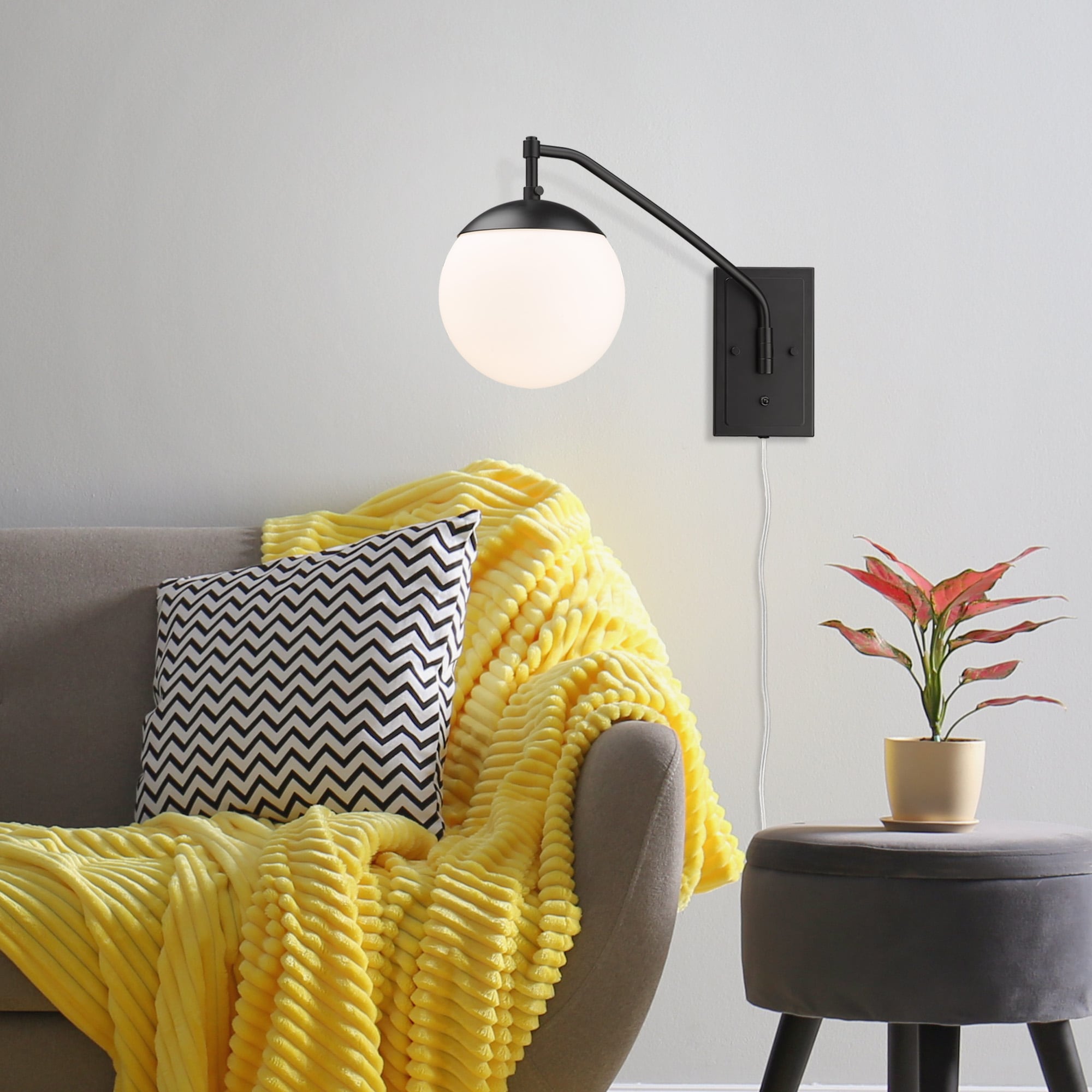Matte Black and White Articulating Swing Arm Wall Sconce