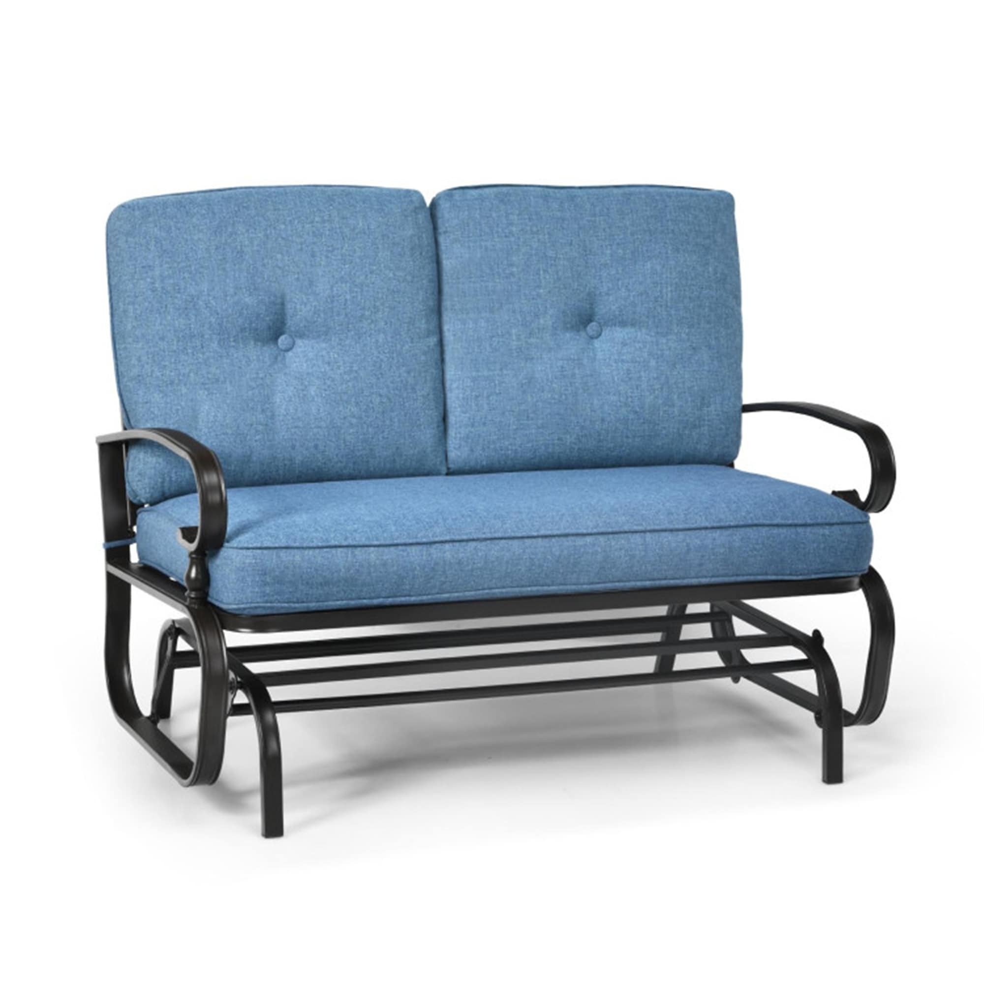 BABOOM BOM-178NY-CO Outdoor Swing Glider 47.5-Inches W x 33.5-Inches H Blue Steel Glider Bench