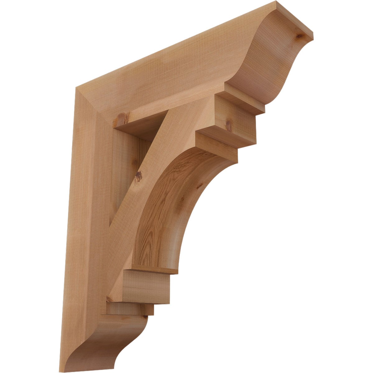 Ekena Millwork BKT06X24X28MRC01SWR Merced traditional smooth 5-1/2-in x 24-in x 28-in Western red cedar Brown Wood Standard bracket