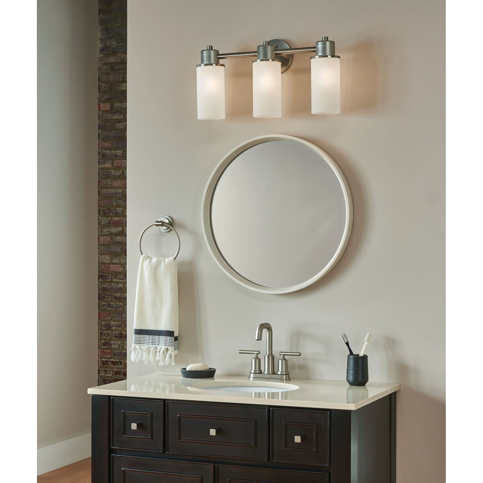 Moen Iso 4.44-in 3-light Brushed Nickel Modern Contemporary Vanity 