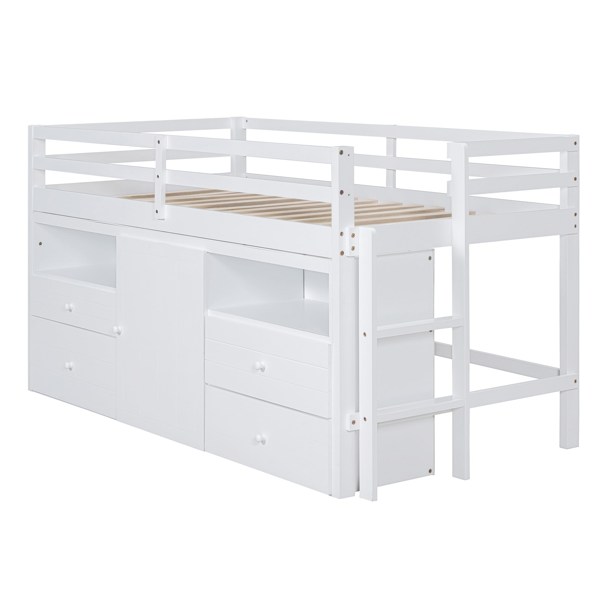 Yiekholo White Twin Loft Bunk Bed in the Bunk Beds department at Lowes.com