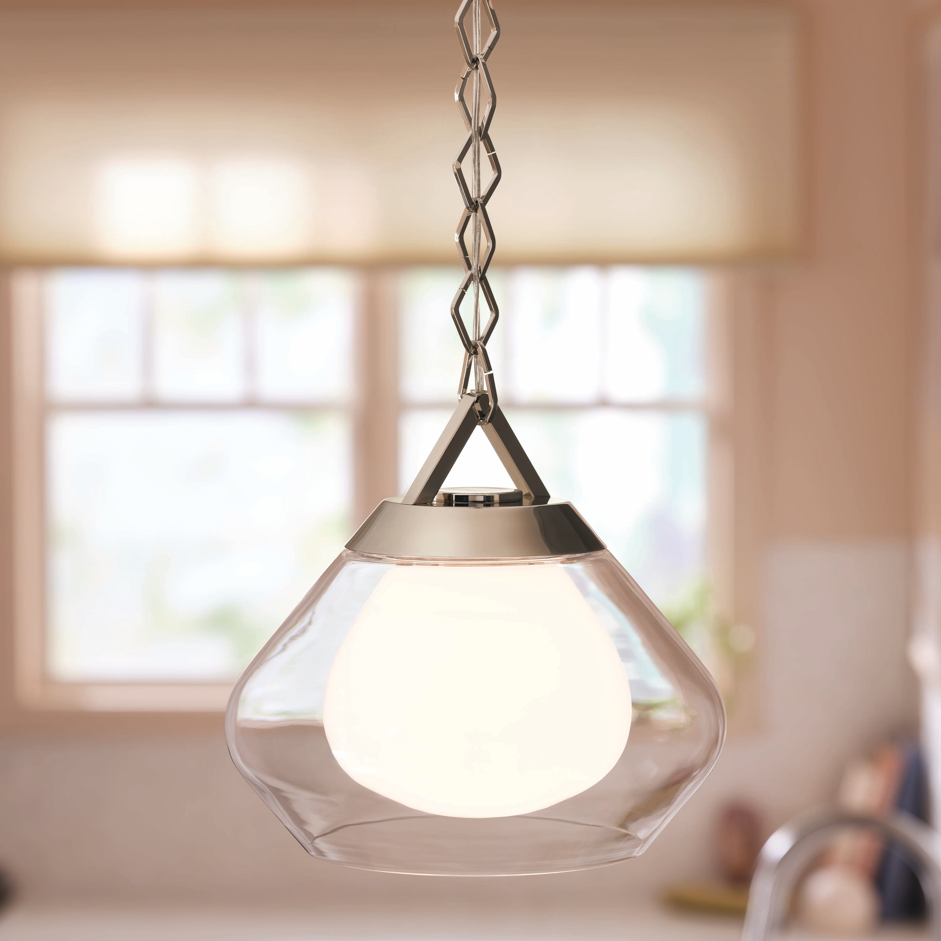 Kichler Nella 1 -Light Polished Nickel Modern/contemporary Clear glass Dome Medium Hanging Pendant Light