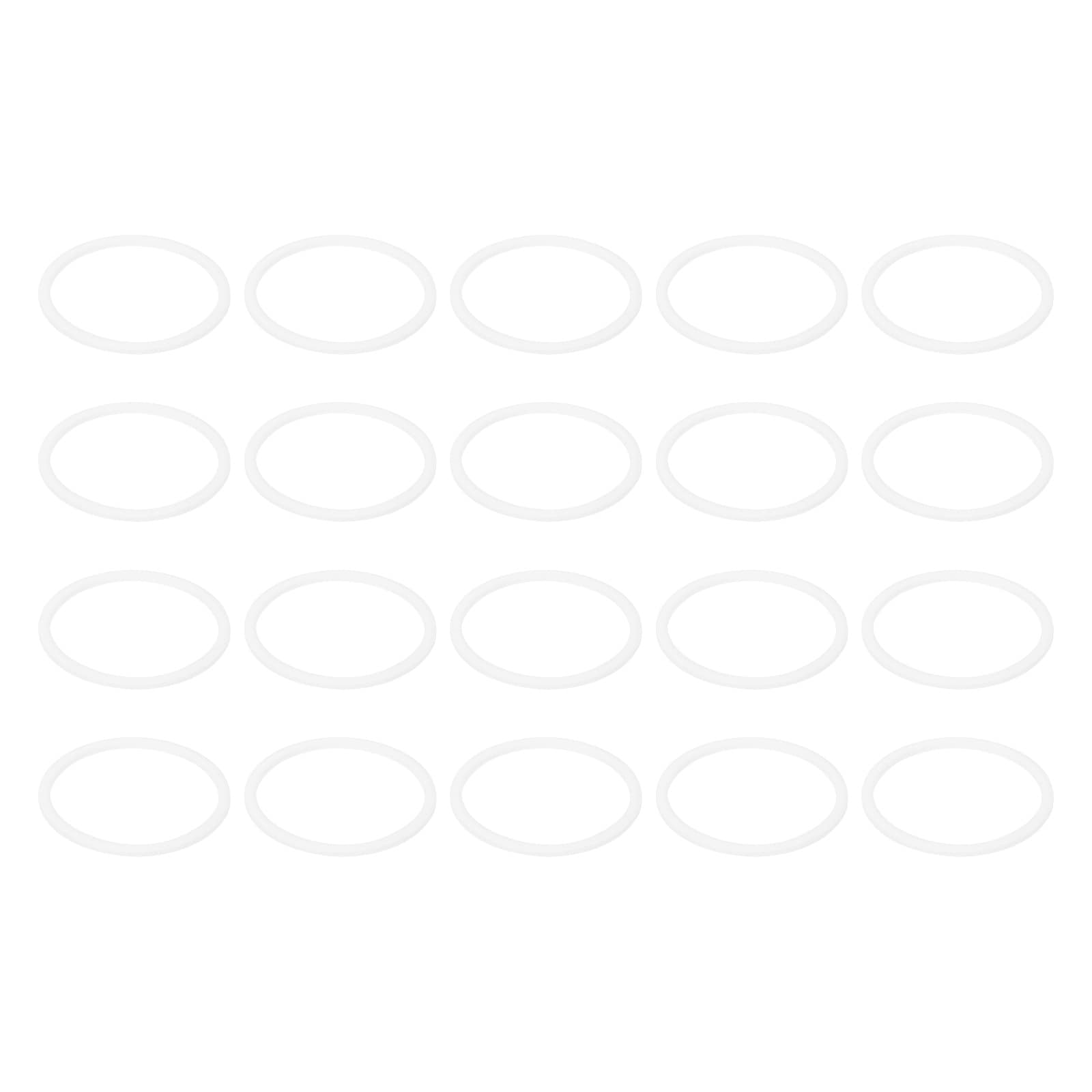 PATIKIL M37 PTFE Flat Washer 20pcs 37mm ID 42mm OD 1.5mm Thick O-Ring Sealing Gasket Spacer for Fasten Screws Flanges Faucet Pipe Valves White