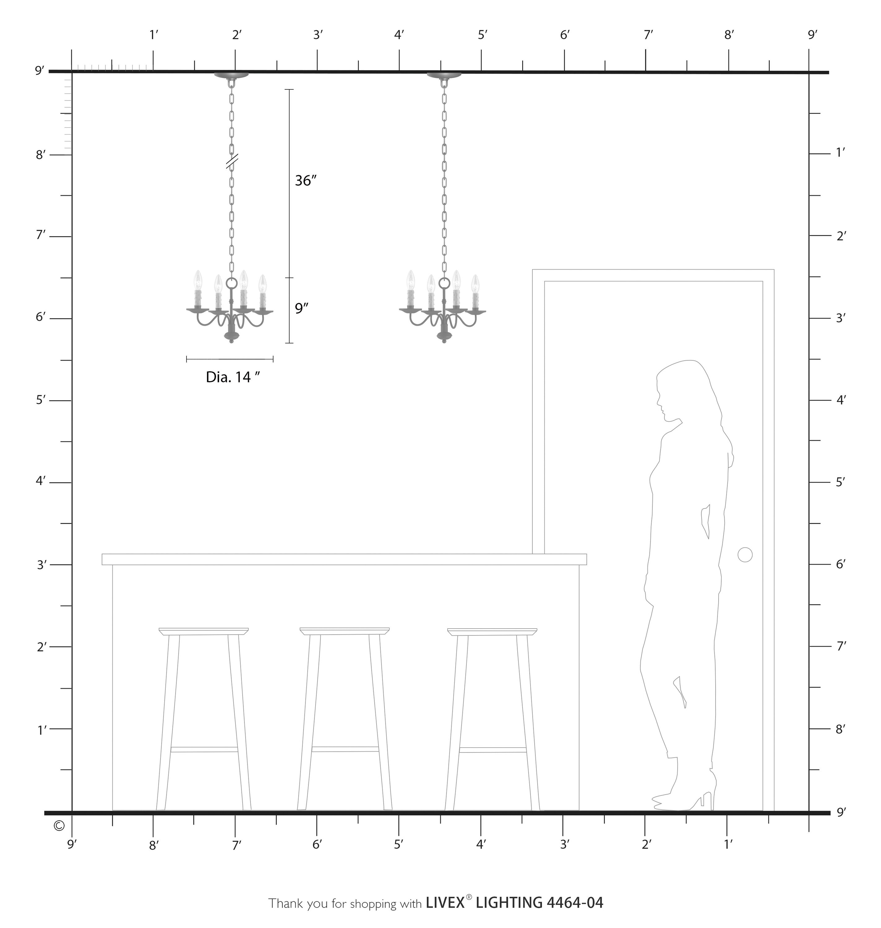 Heritage Elegance 4-Light Black Mini Chandelier with Faux Candle Drip Guards
