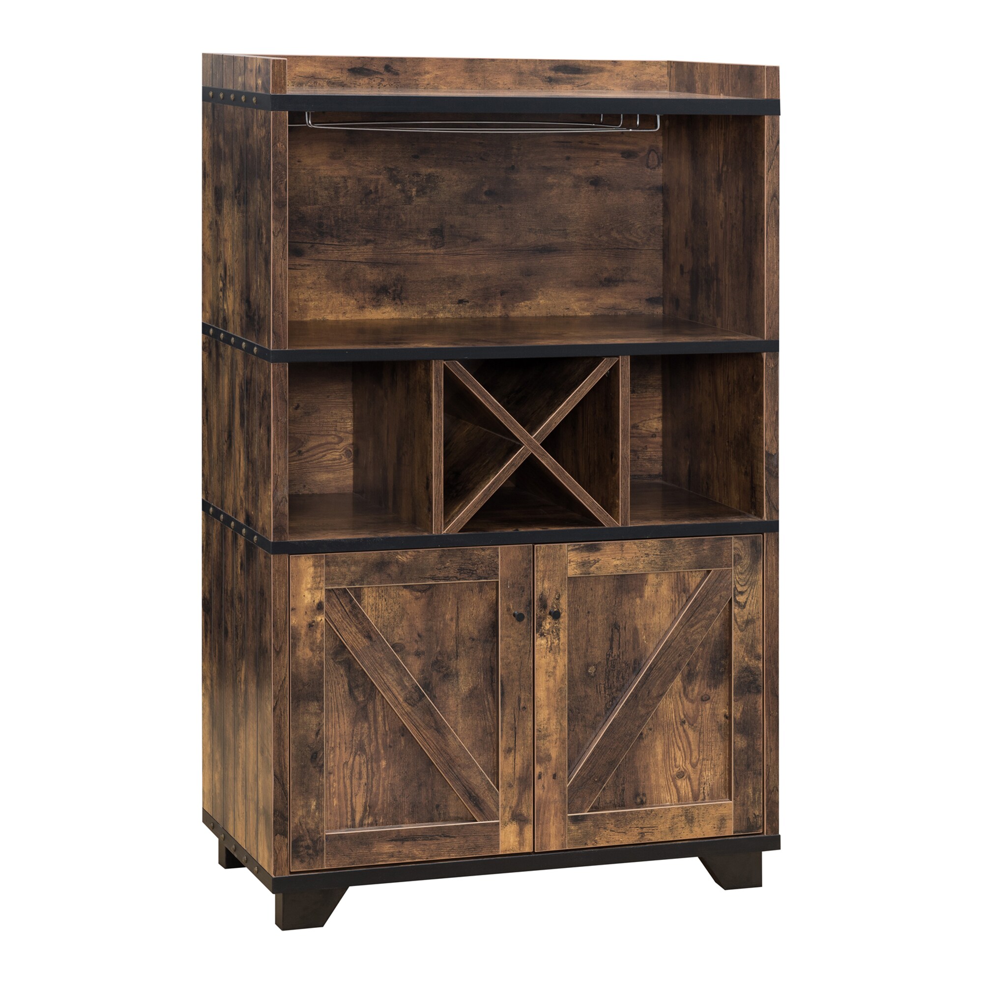 Furniture of America Nikhil Rustic Distressed Wood Buffet with Wine ...