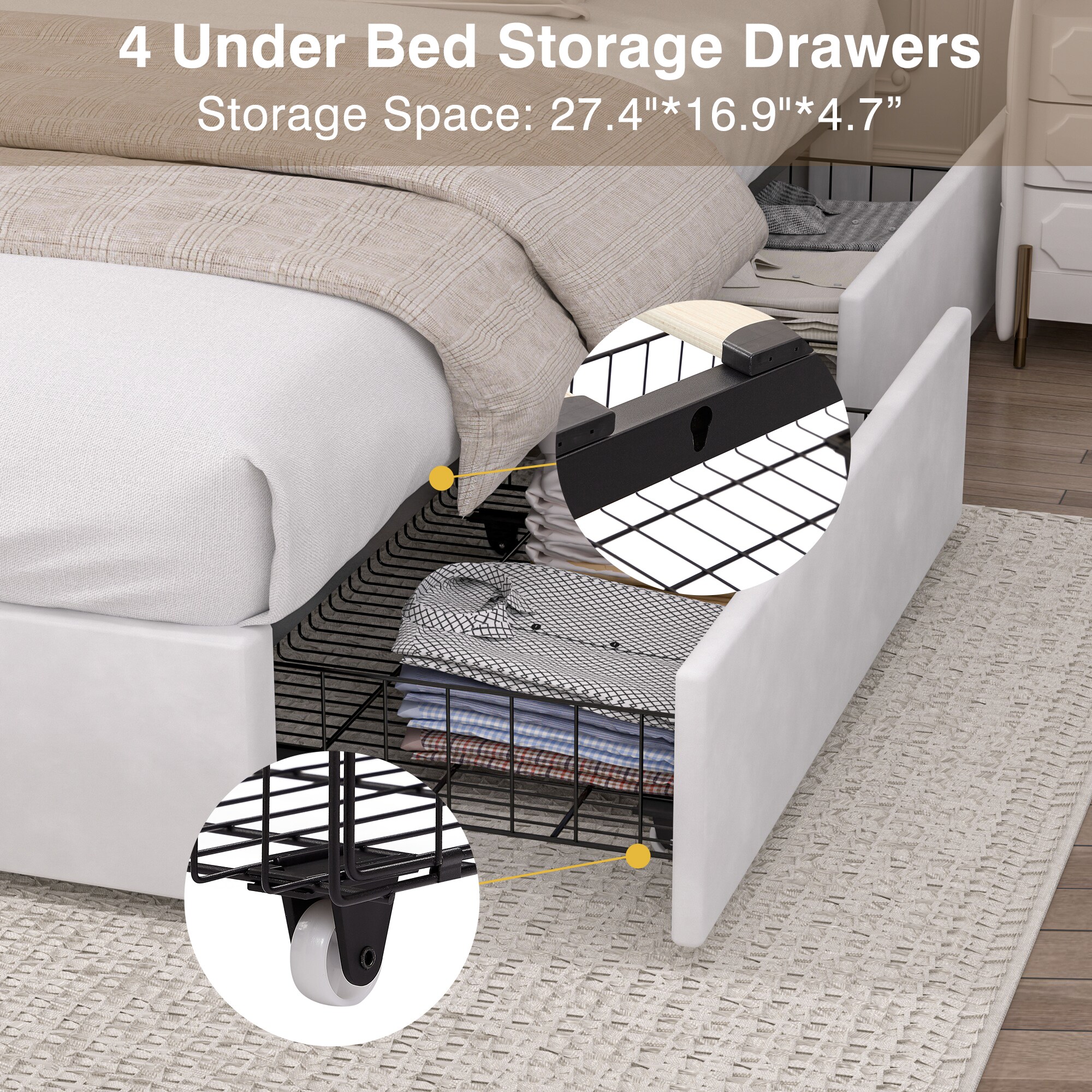 Vecelo LOE-CY-QB01-UP-WHT beds - View #6