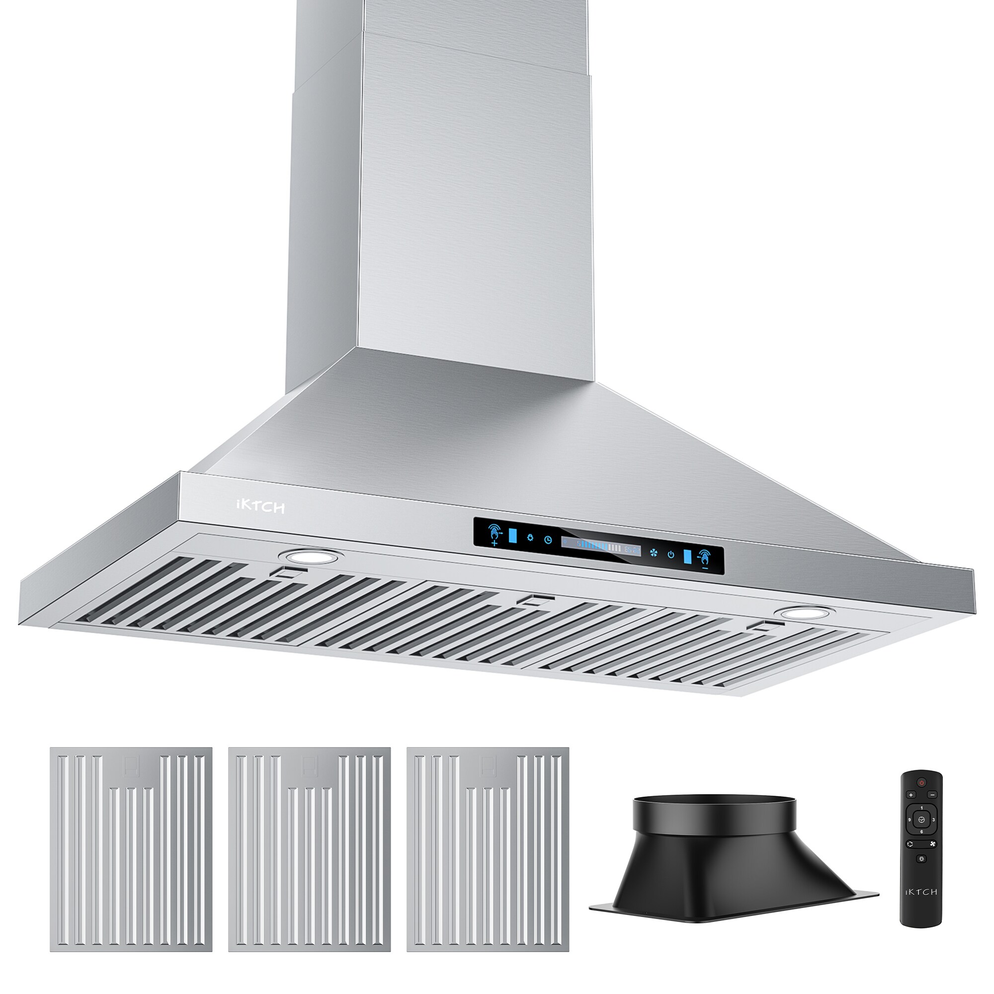 iKTCH 36in 900CFM Convertible Stainless Steel WallMounted Range Hood