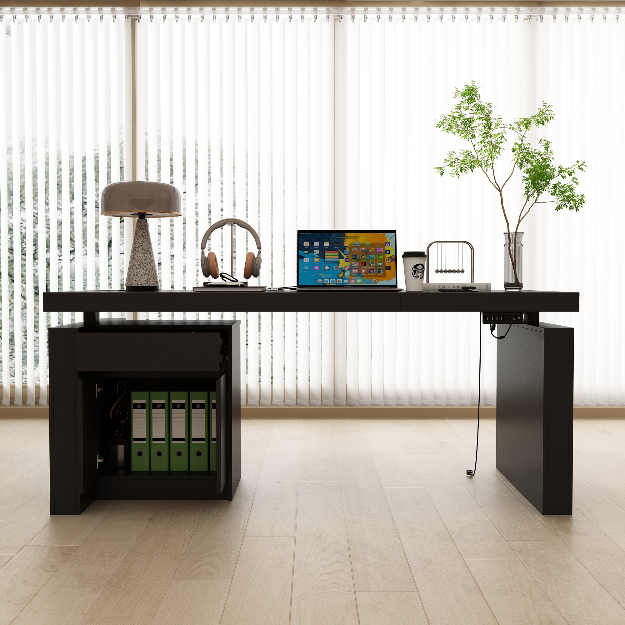 FUFU&GAGA KF210259-03+04 70.9-in White Modern/Contemporary Executive desk Hutch Included