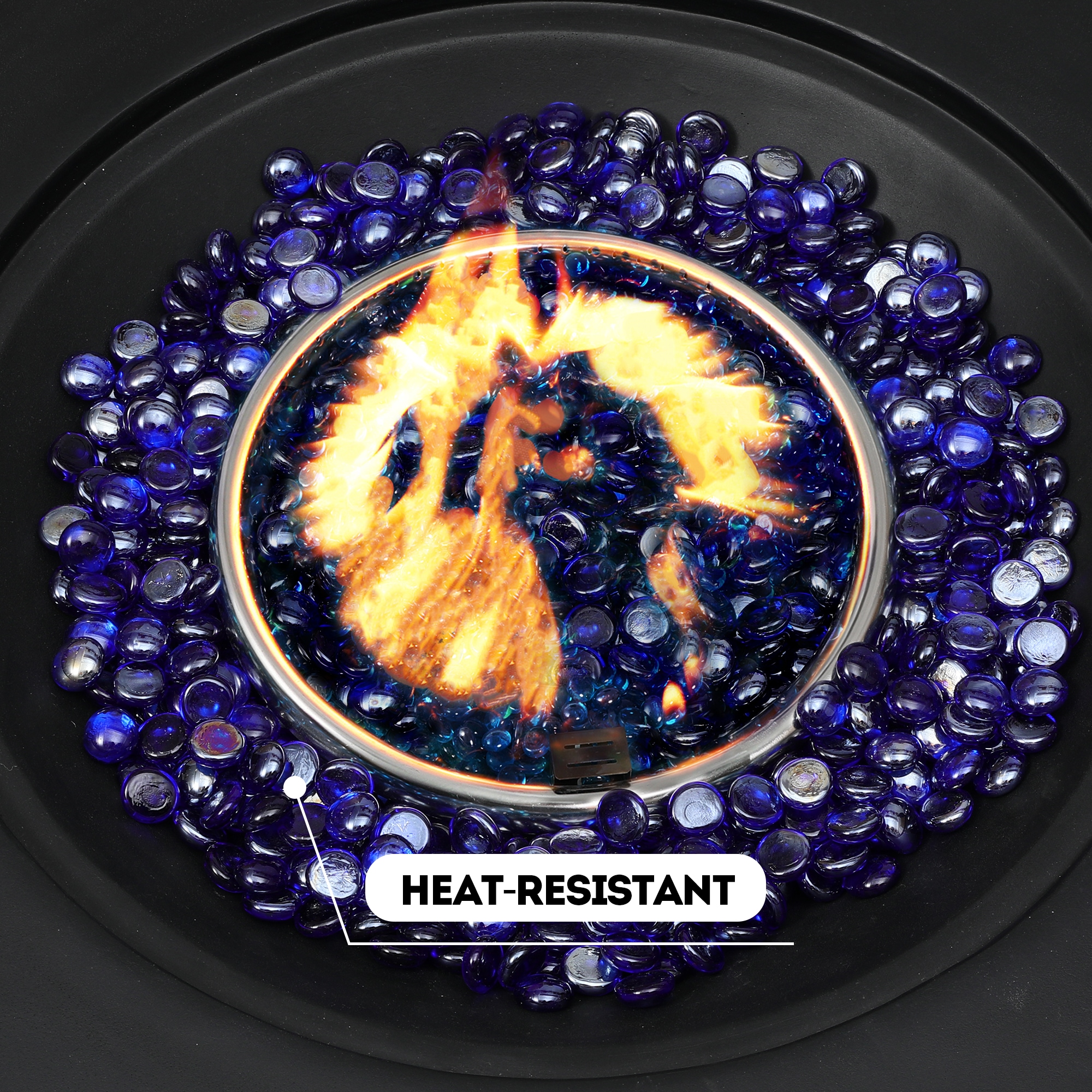 UPHA PL-BLS-NA-5 Fire Pit Essentials and #8211 Recyclable Lake Blue Glossy Fire Pit Glass Beads