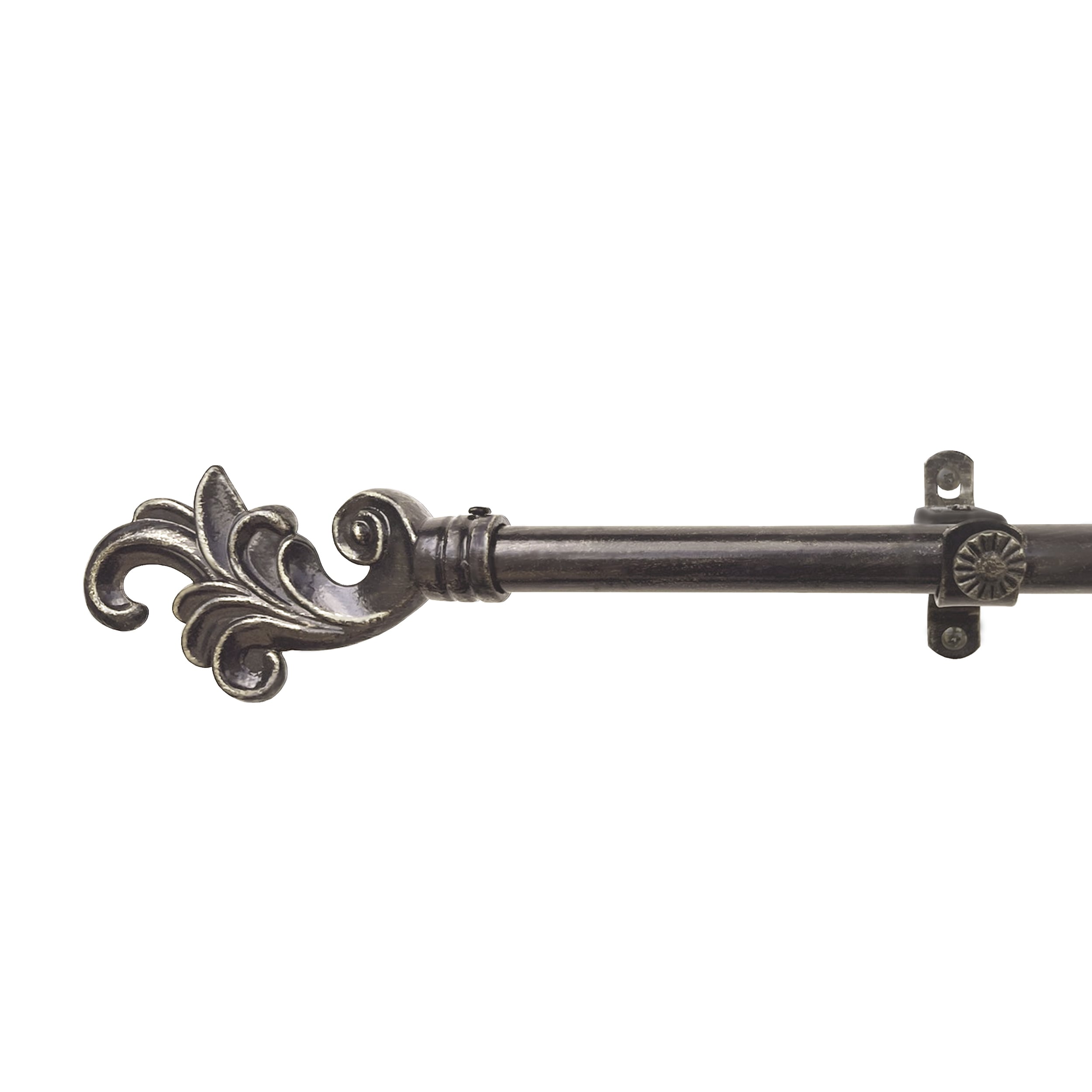 Achim RDMRGL2806 Metello Regal 28-in to 48-in Black Steel Single curtain rod with Finials