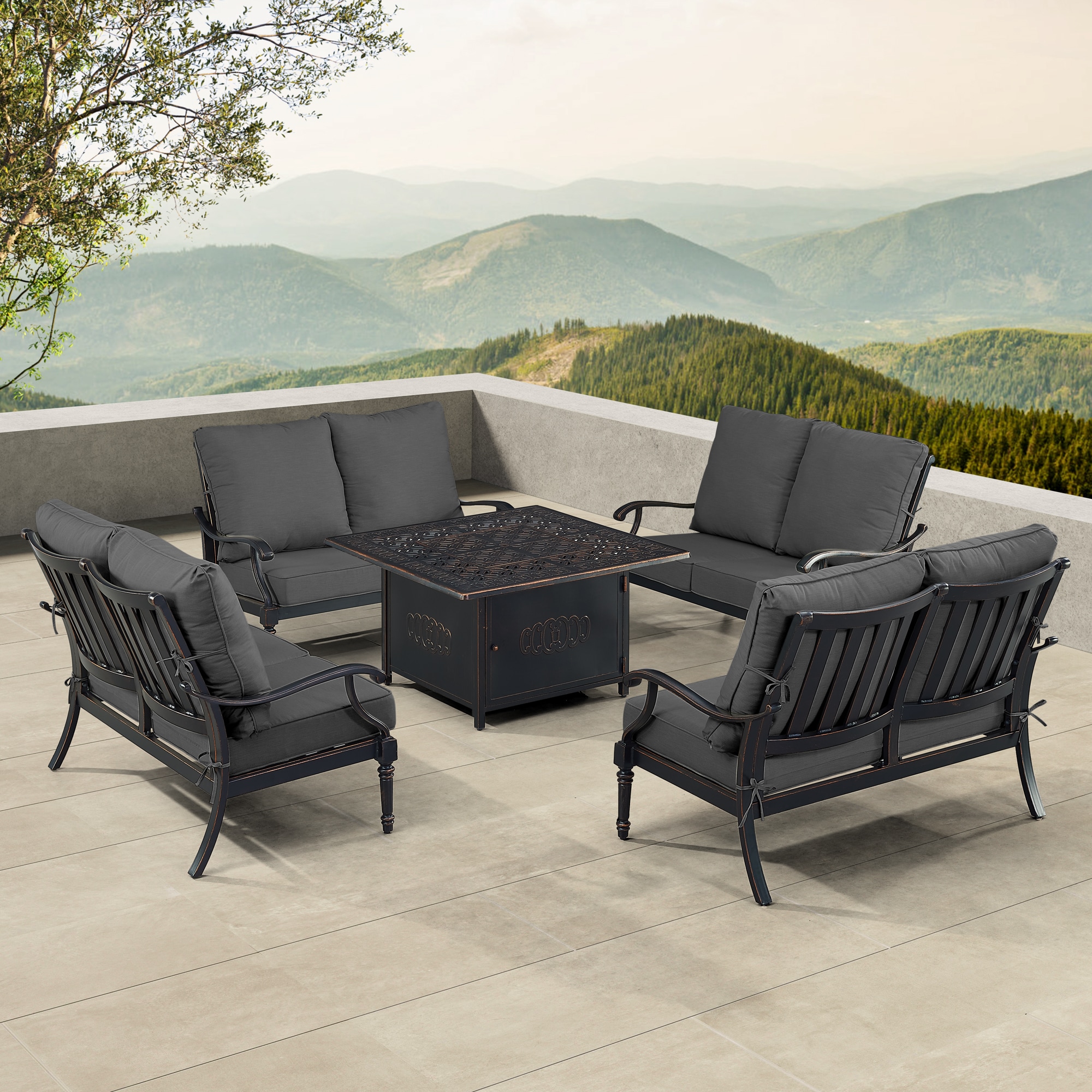 Oakland Living SHAO4LSRONINBKCUA Patio-Conversation-Sets - View #3