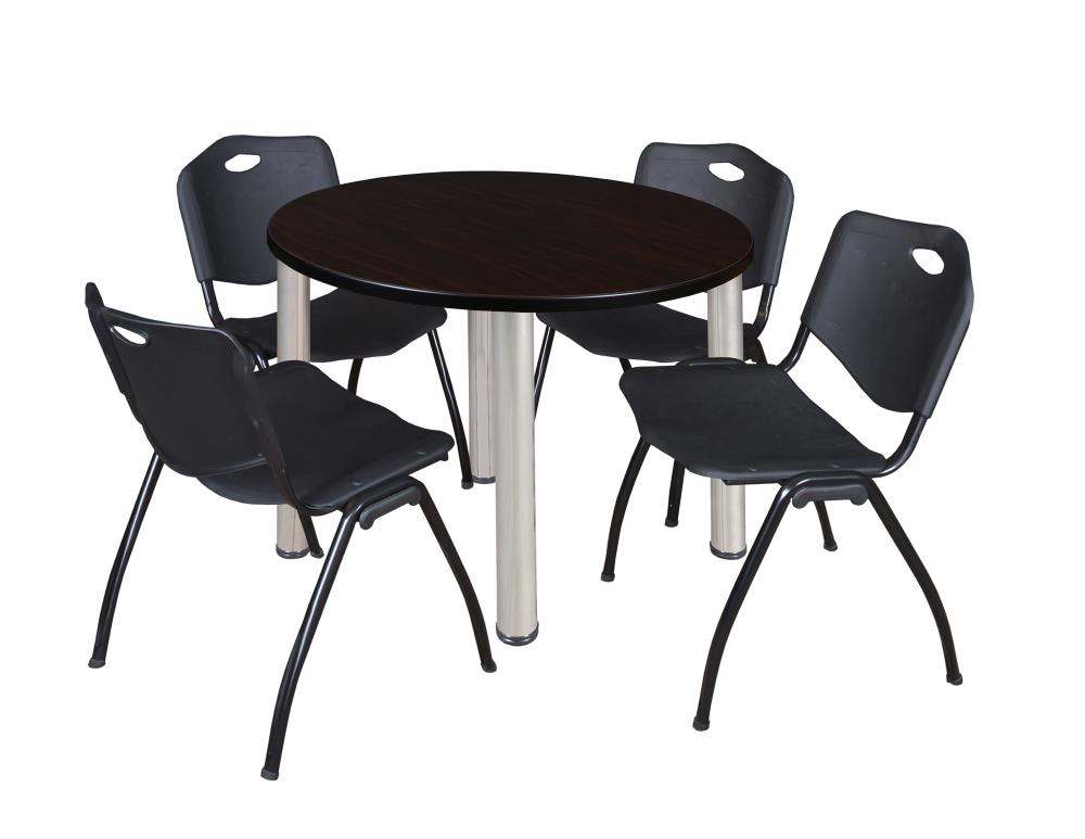 Regency TB42RNDMWBPCM47BK Breakroom Brown 4-Person Training Table (42-in W x 29-in H)