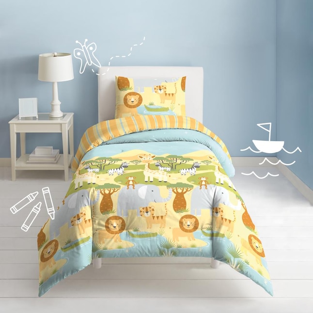 Dream Factory Safari Animals 2-Piece Green Full Comforter Set in the Bedding  Sets department at 