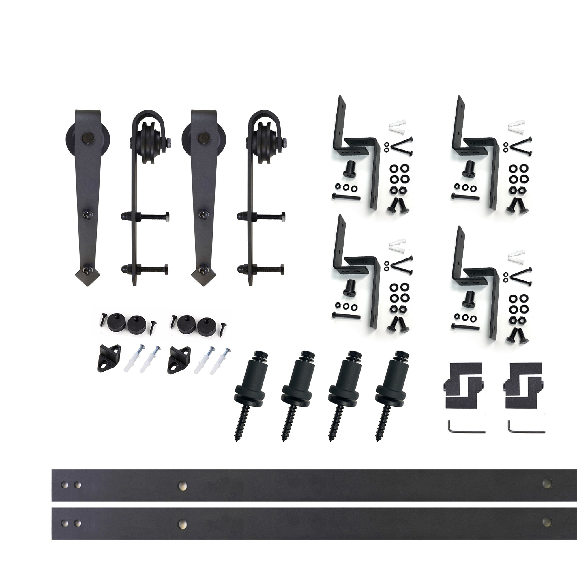HOMACER JT3TGH060C 60-in Rustic black Black Indoor Arrow Double bypass Barn door hardware kit