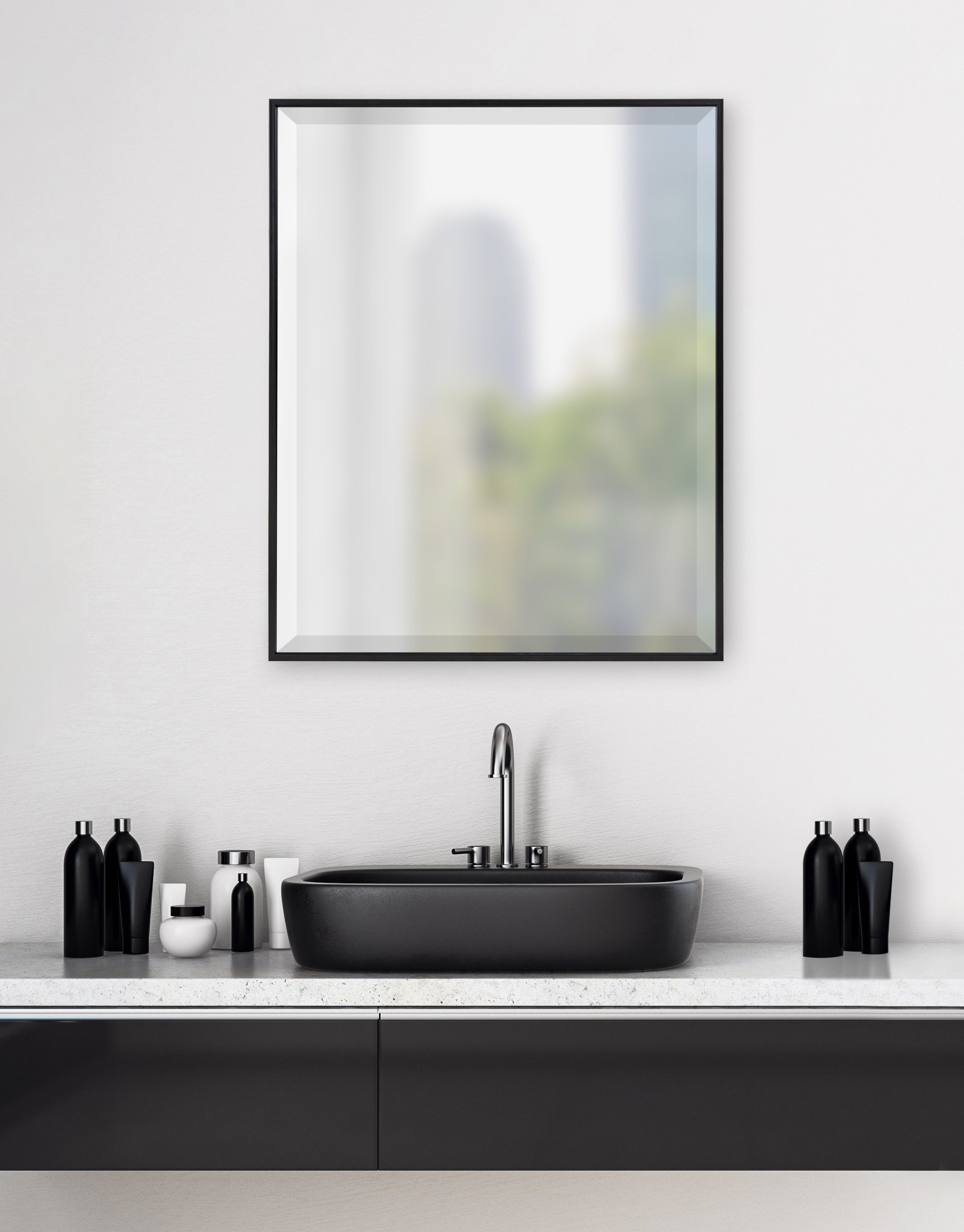 Kate and Laurel Rhodes 22.75-in W x 28.75-in H Black Beveled Wall ...