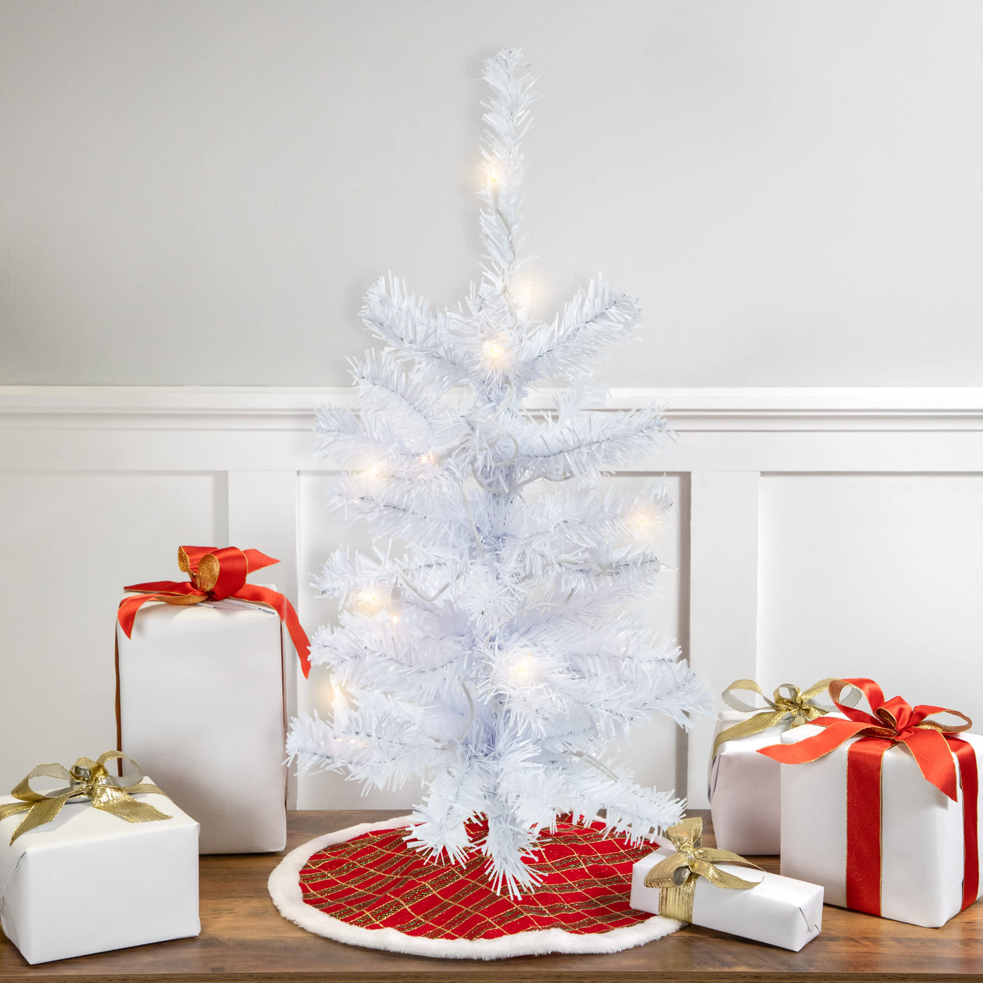 Northlight Pre-Lit Slim Woodbury White Pine Artificial Christmas Tree - 2 feet - Clear Lights
