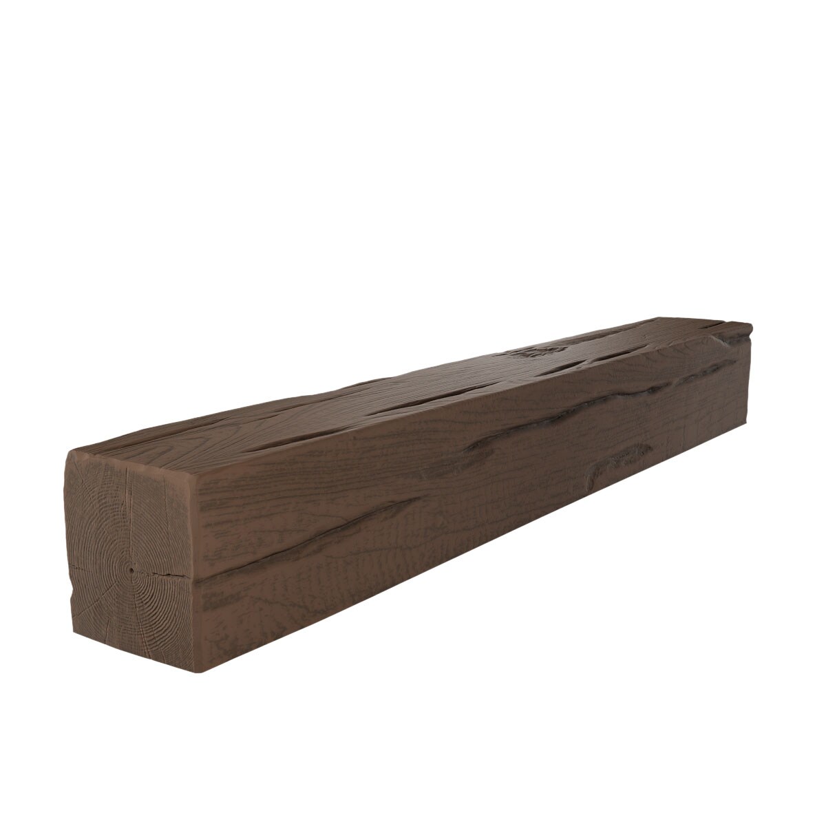 Ekena Millwork MANURW04X06X72ZD 72-in W x 4-in H x 6-in D Premium Aged Hollow Urethane Rustic Fireplace Mantel
